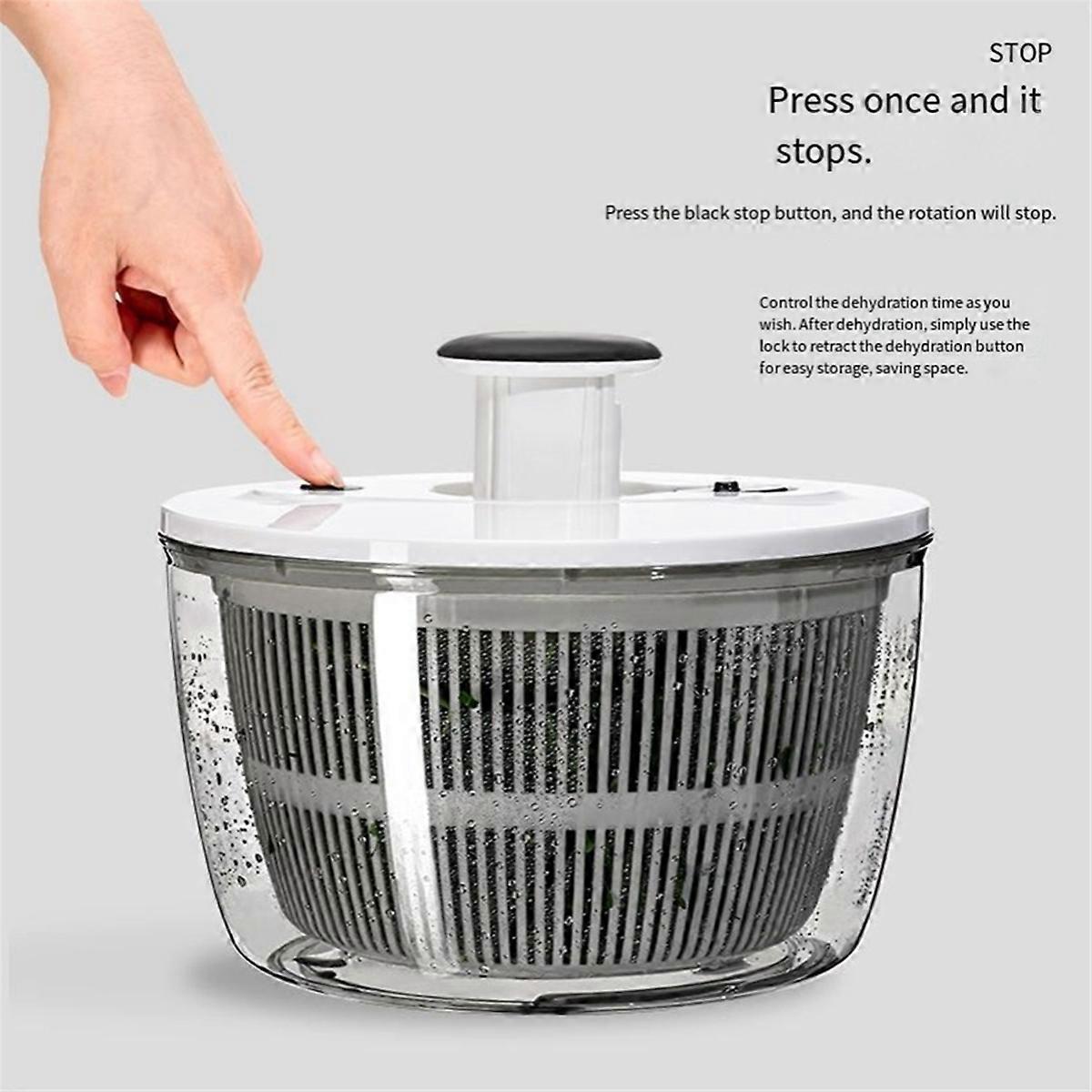 Manual Salad Spinner and Dehydrator, Large Vegetable Dryer - Image 3