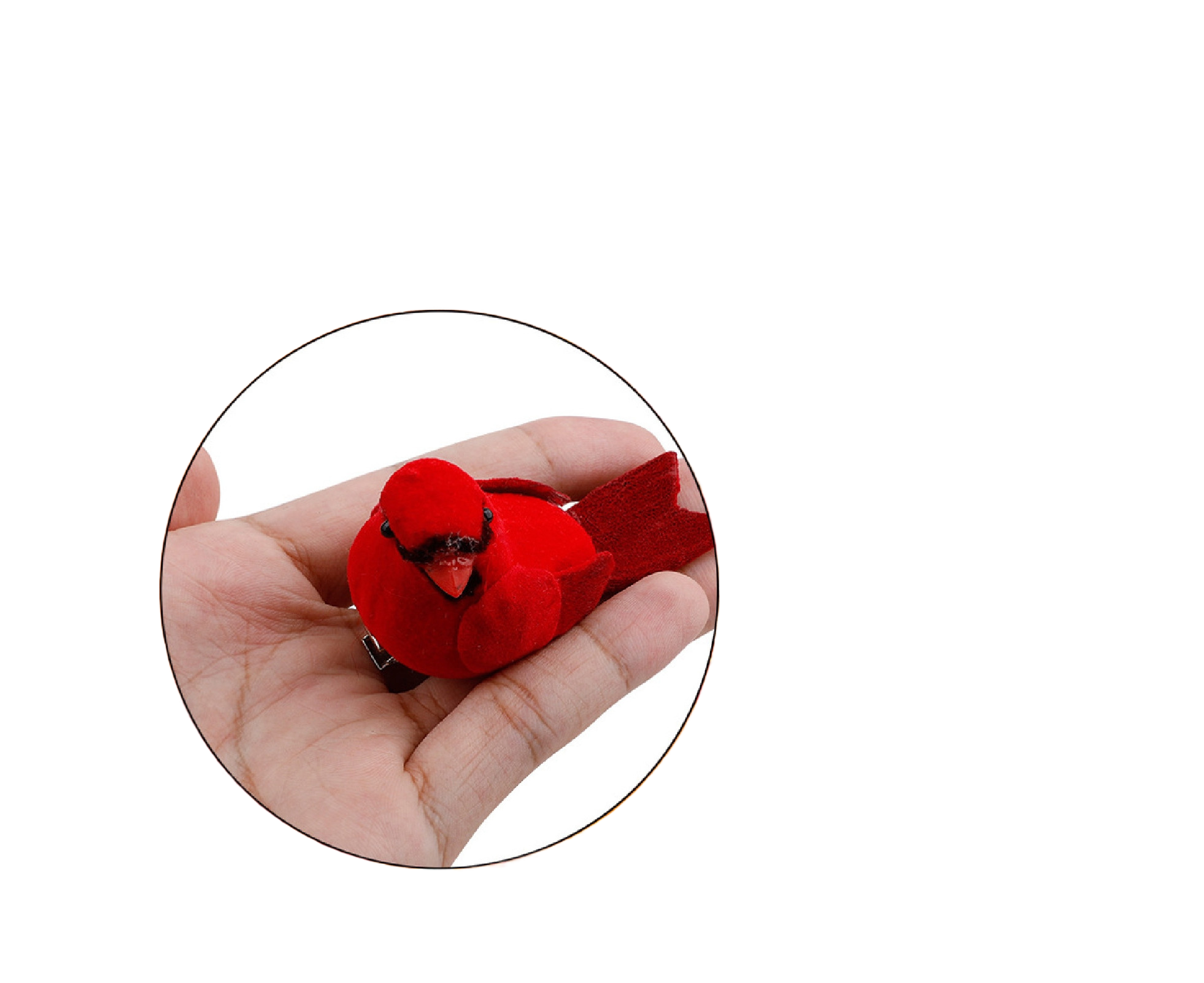 12Pcs Artificial Bird Ornament for Home-Red - Image 1