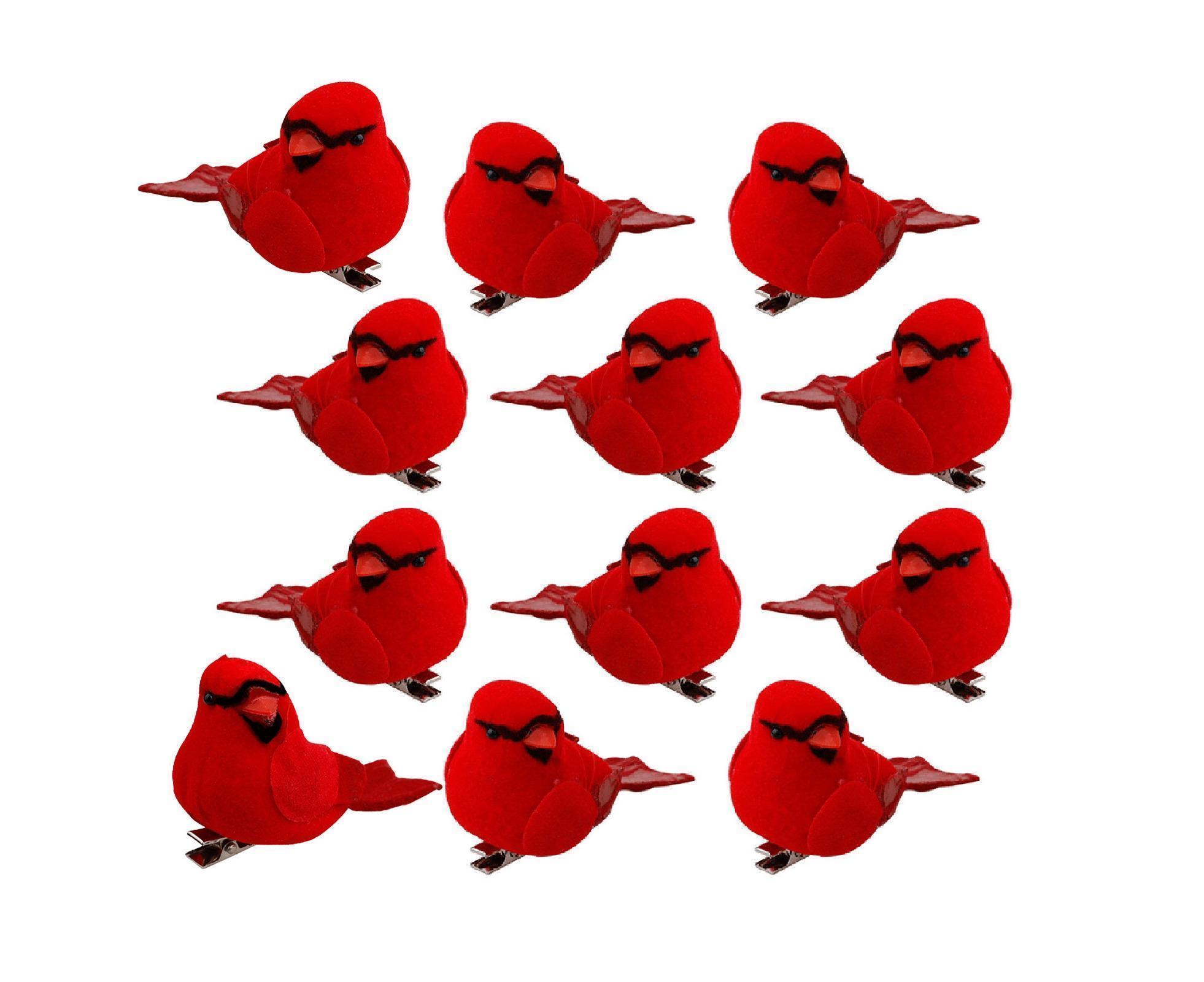 12Pcs Artificial Bird Ornament for Home-Red - Image 2