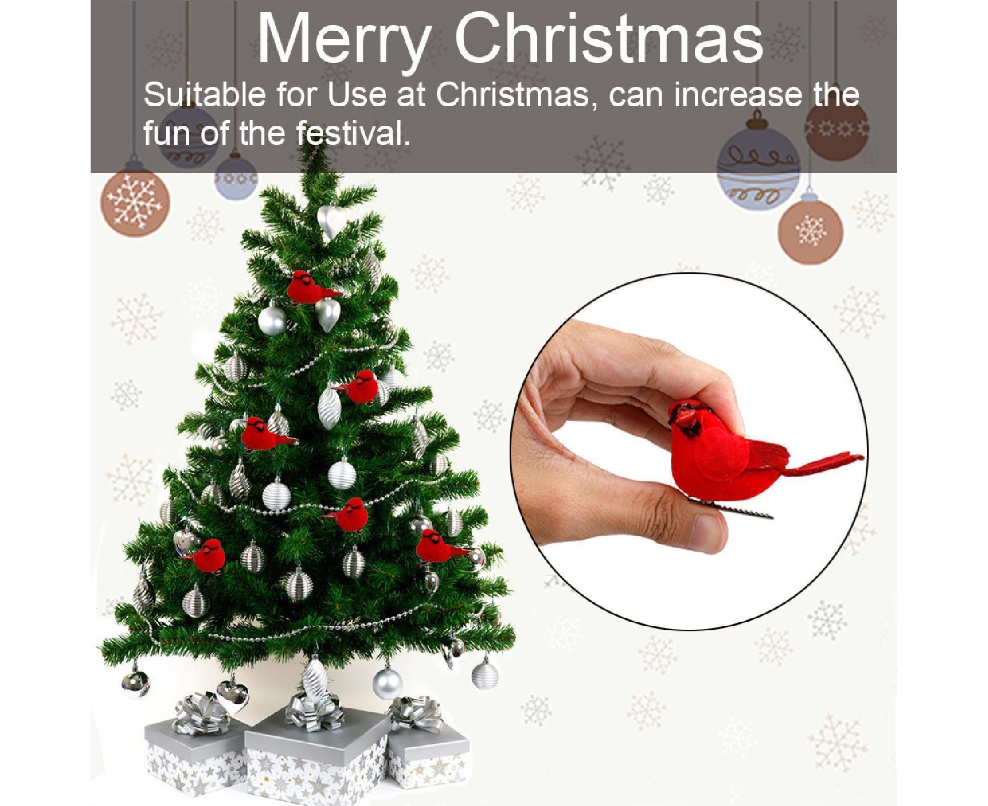 12Pcs Artificial Bird Ornament for Home-Red - Image 3