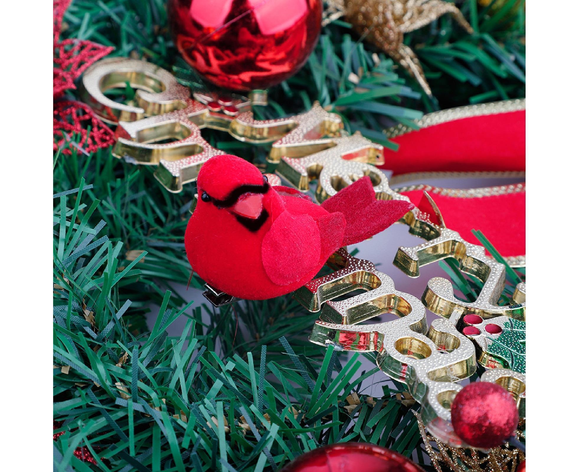 12Pcs Artificial Bird Ornament for Home-Red - Image 4