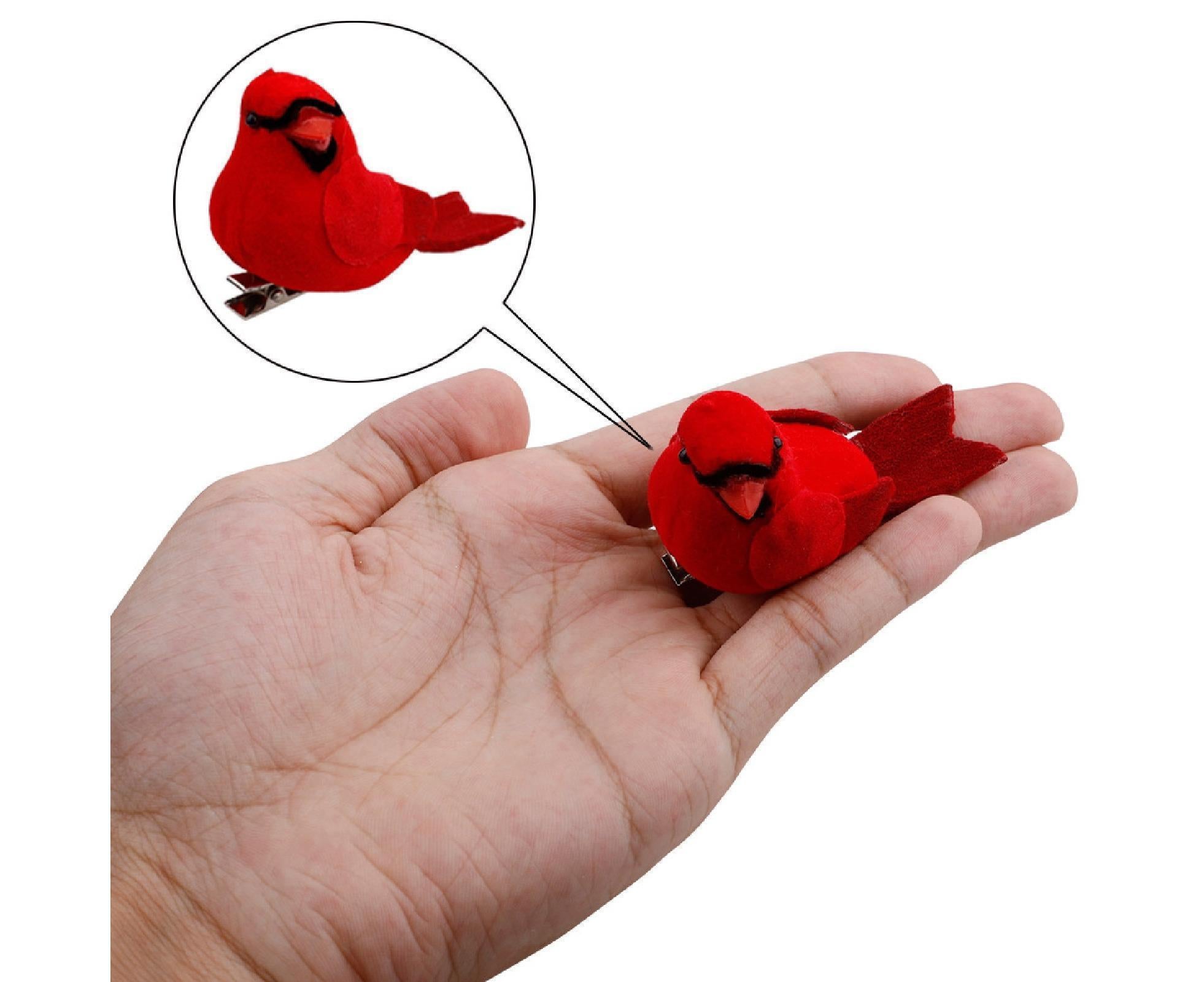 12Pcs Artificial Bird Ornament for Home-Red - Image 5