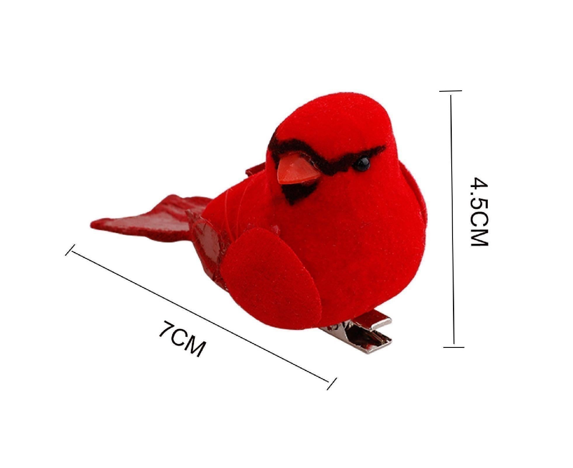 12Pcs Artificial Bird Ornament for Home-Red - Image 6