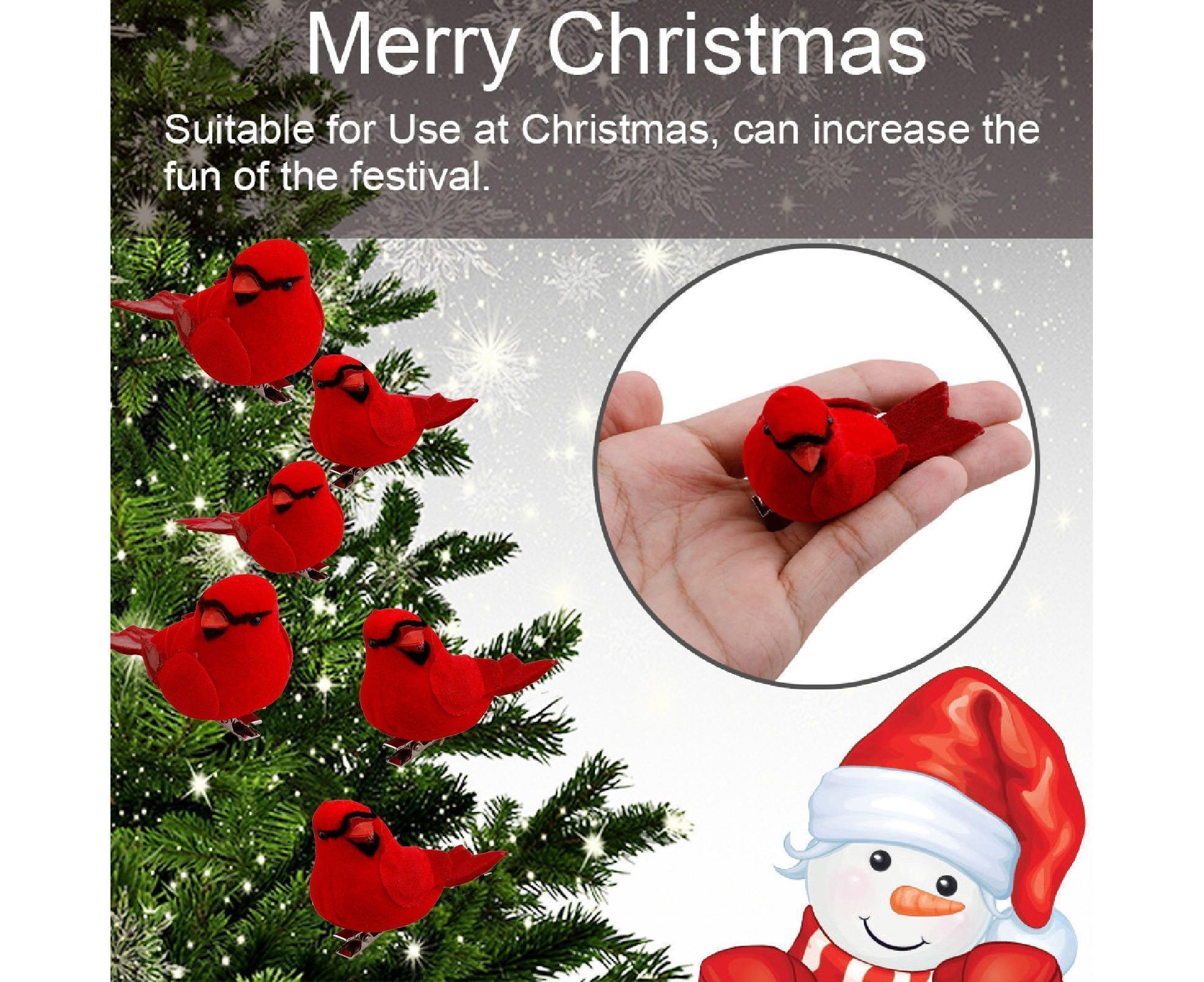 12Pcs Artificial Bird Ornament for Home-Red - Image 7