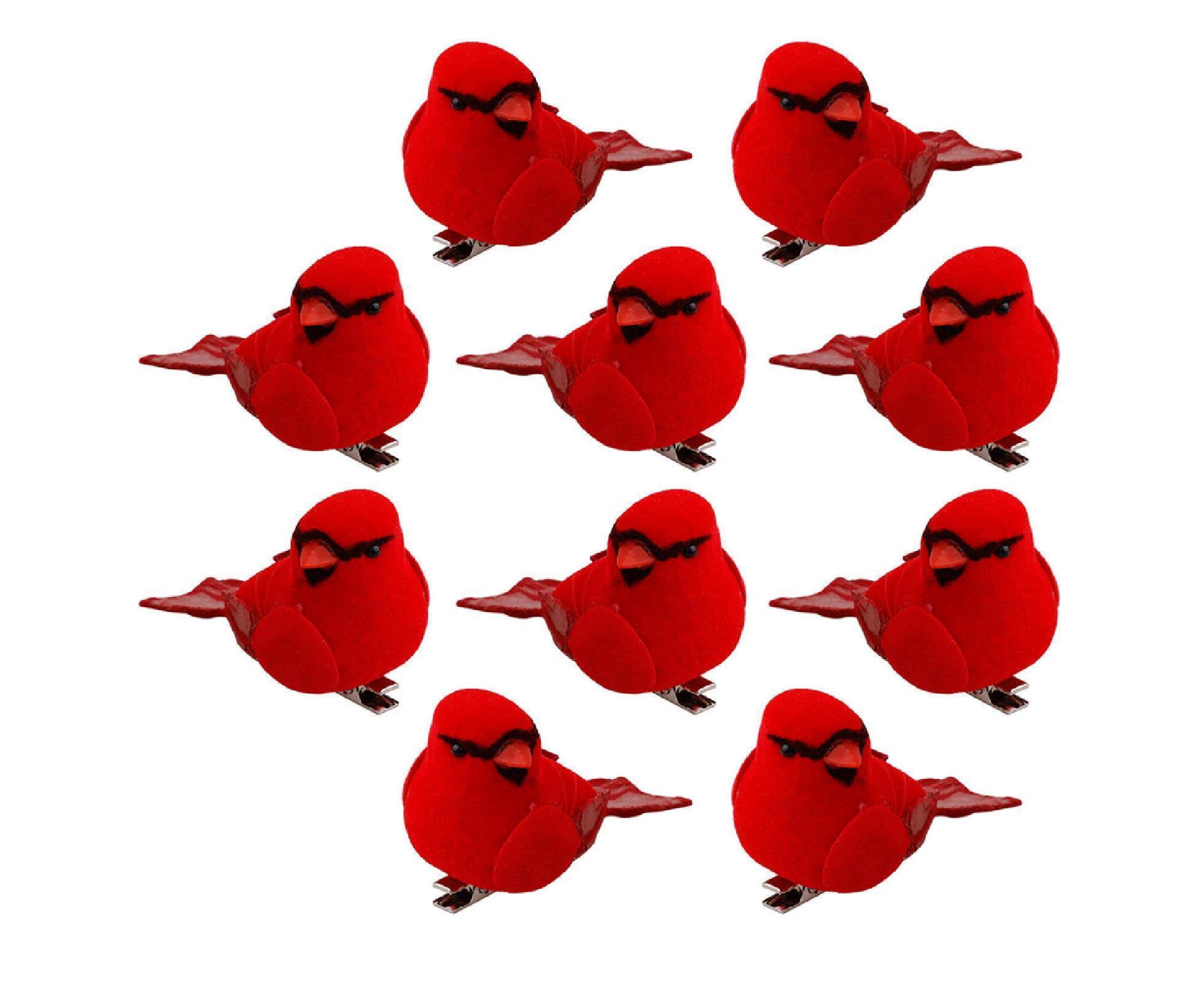 12Pcs Artificial Bird Ornament for Home-Red - Image 8