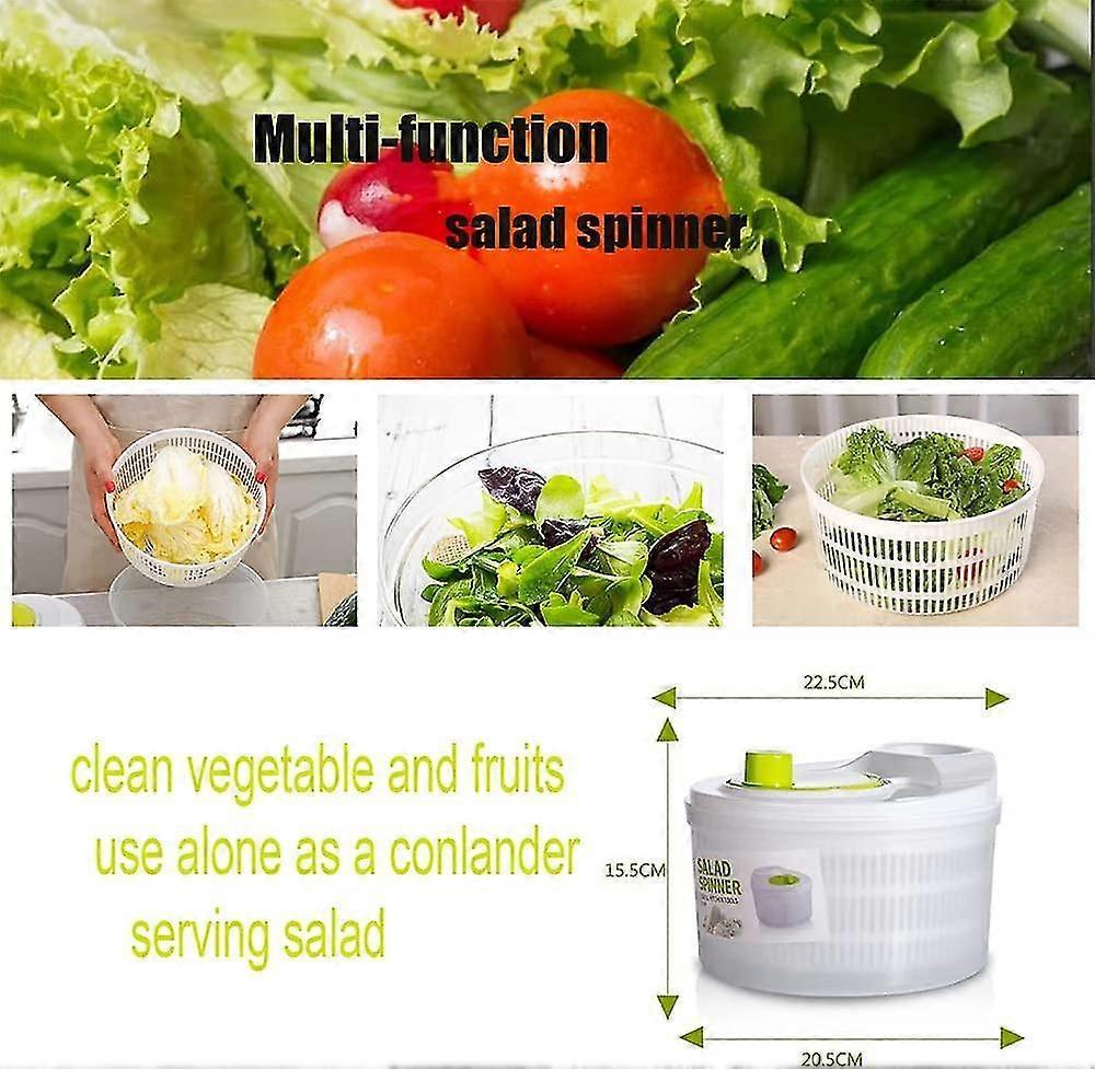 Foldable Salad Spinner with Cover, Veg & Fruit Washer Dryer, Small - Image 3