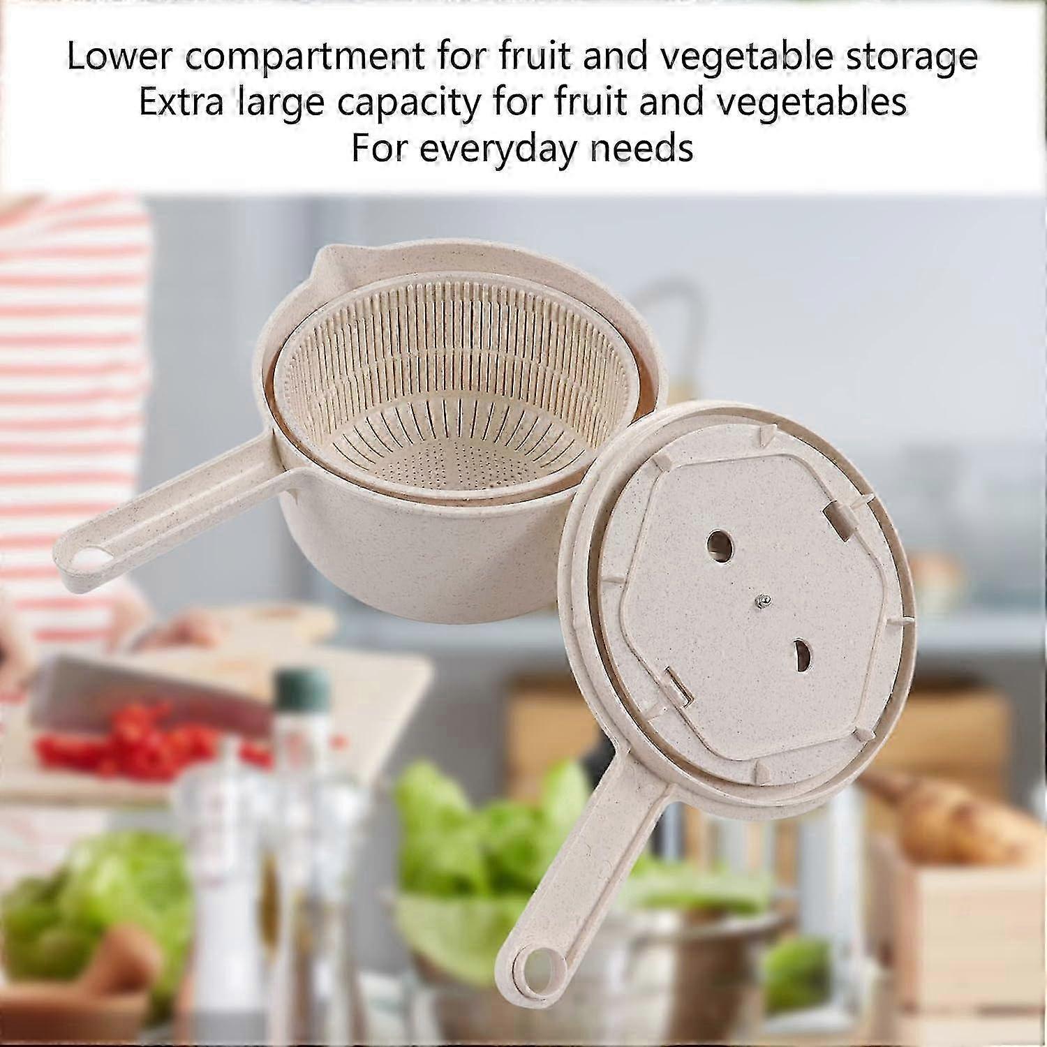 Salad Spinner with Bowl & Colander, Lettuce Washer Egg Beater - Image 4