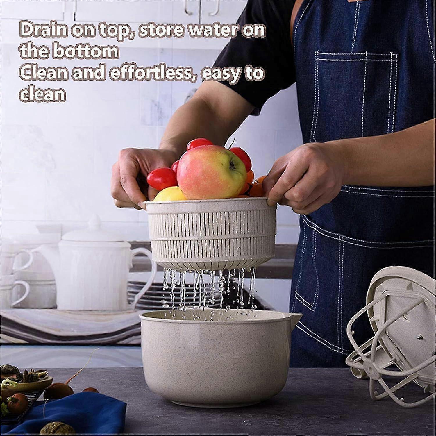 Salad Spinner with Bowl & Colander, Lettuce Washer Egg Beater - Image 5