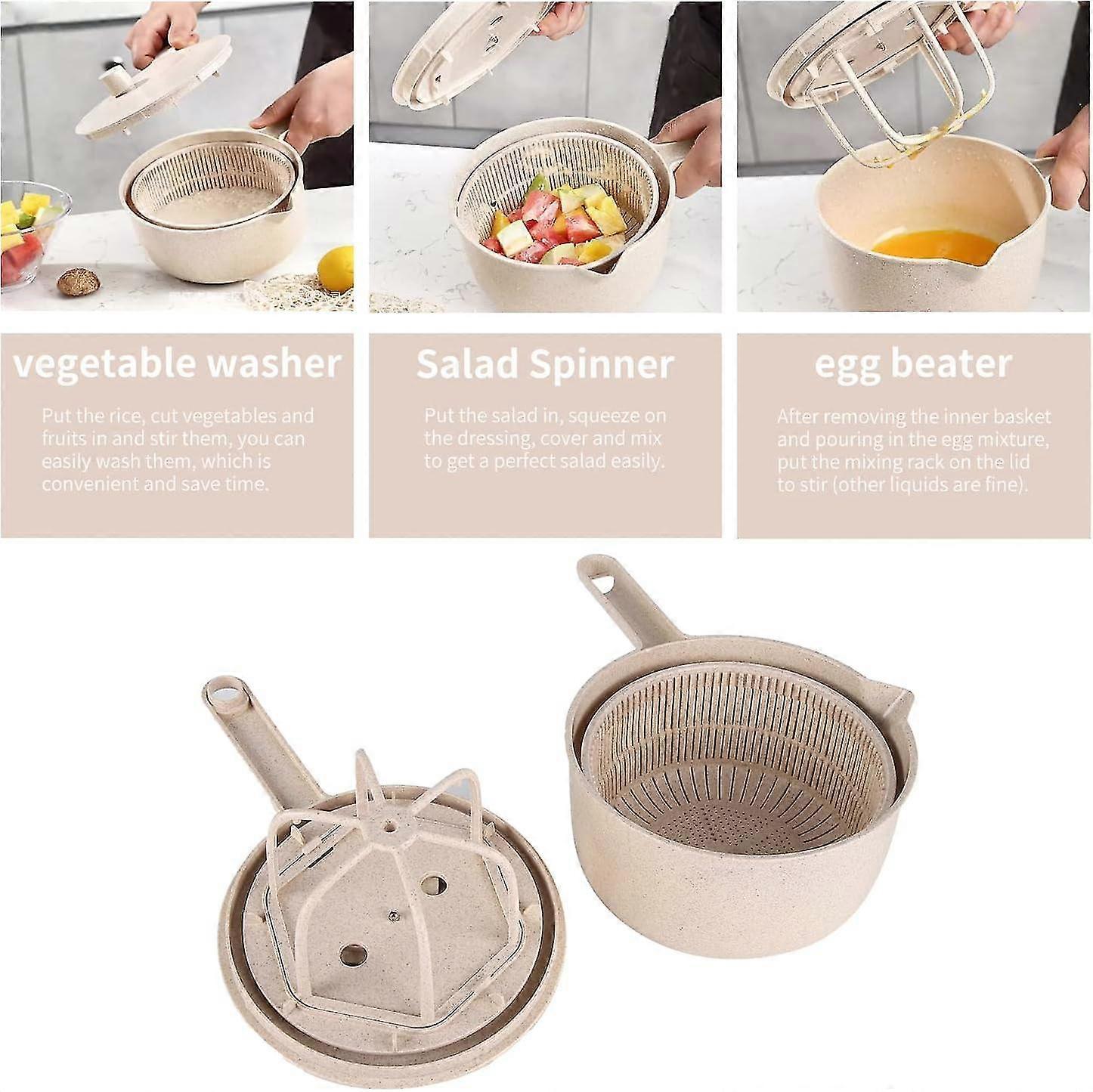 Progressive Salad Spinner with Long Handle, Veg & Fruit Washer - Image 4