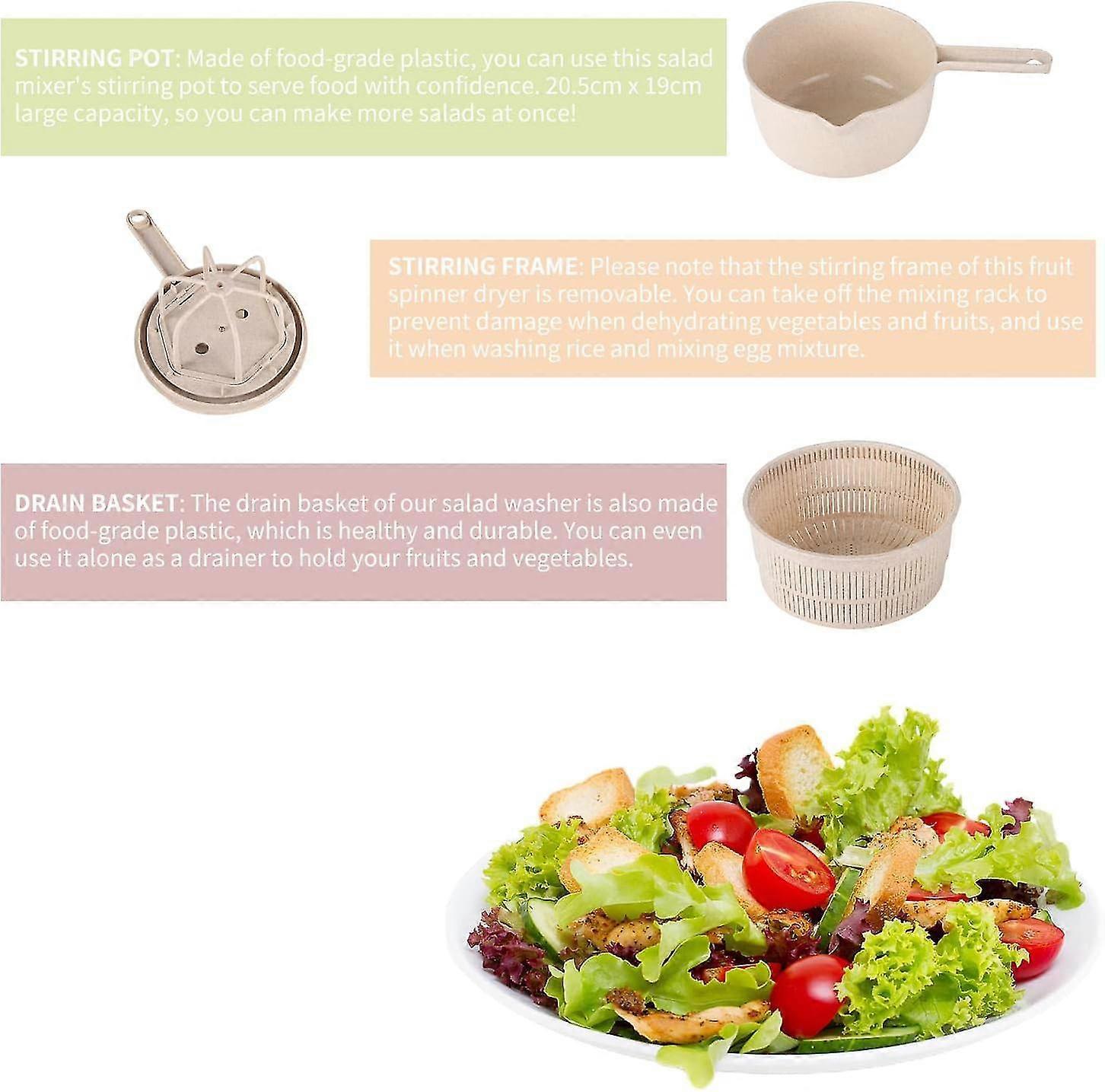 Progressive Salad Spinner with Long Handle, Veg & Fruit Washer - Image 5