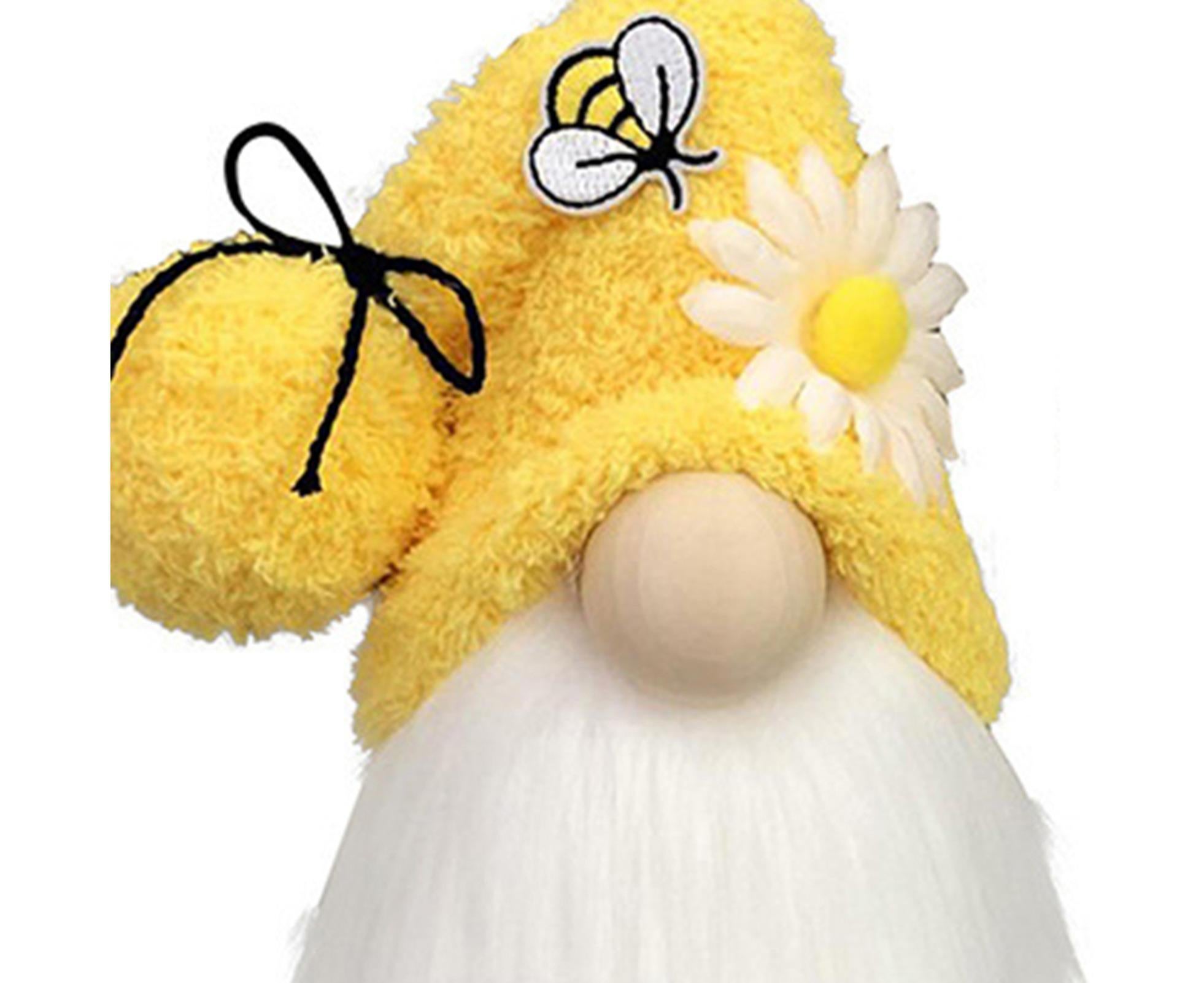 Doll Ornament Adorable Fine Workmanship Plush Bumble Bee Gnome Decoration for Home Desktop-Yellow - Image 2