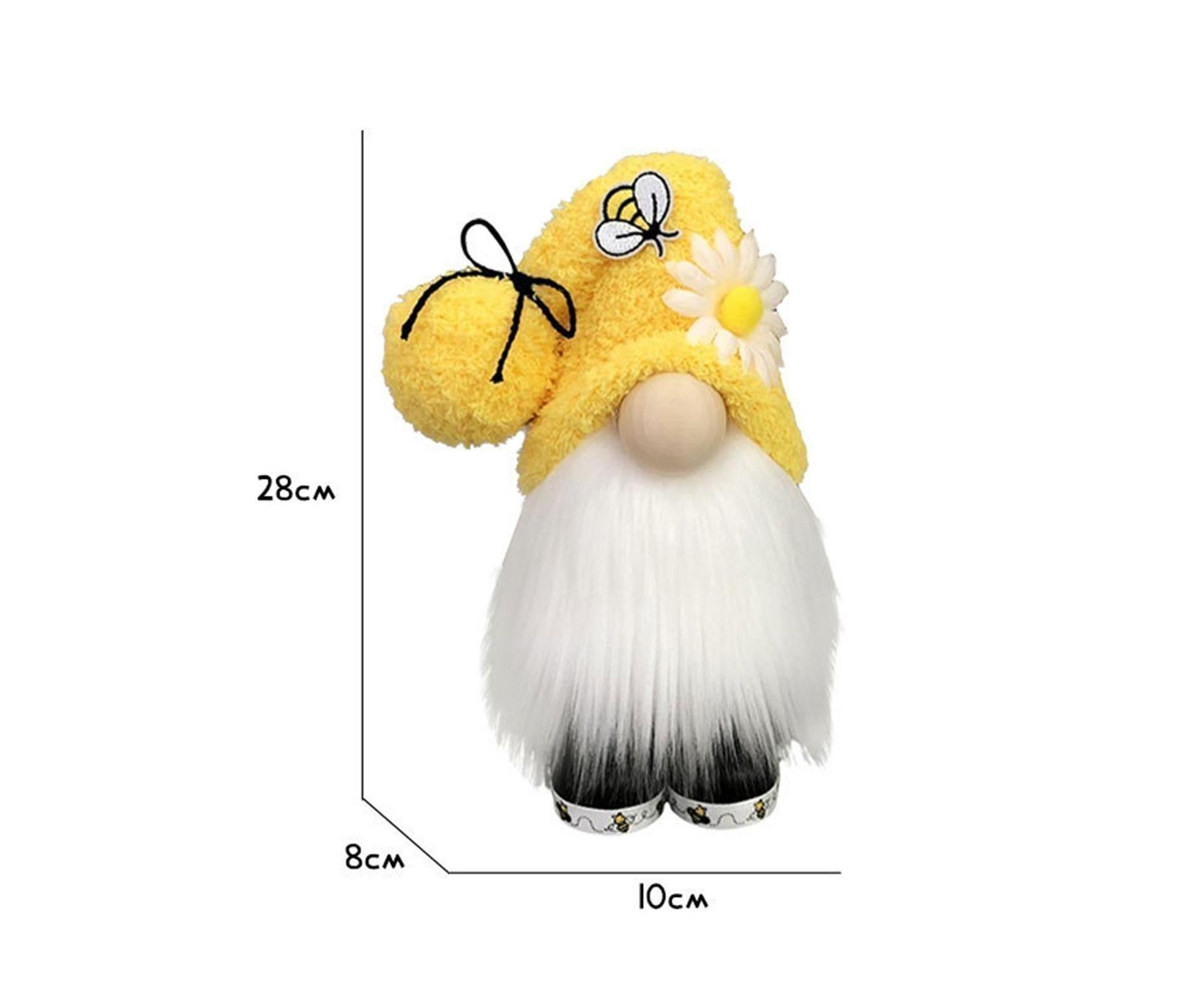 Doll Ornament Adorable Fine Workmanship Plush Bumble Bee Gnome Decoration for Home Desktop-Yellow - Image 3