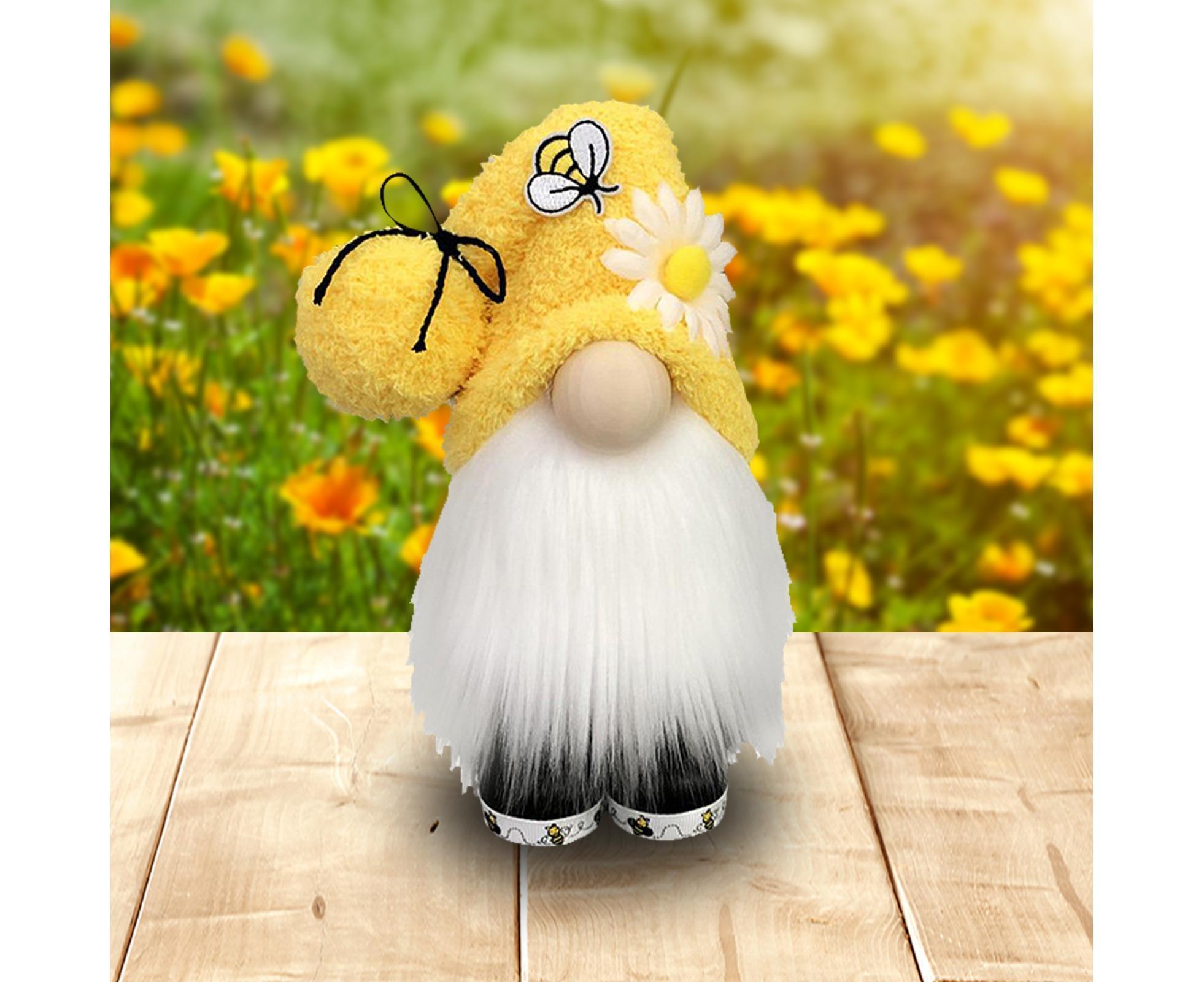 Doll Ornament Adorable Fine Workmanship Plush Bumble Bee Gnome Decoration for Home Desktop-Yellow - Image 4