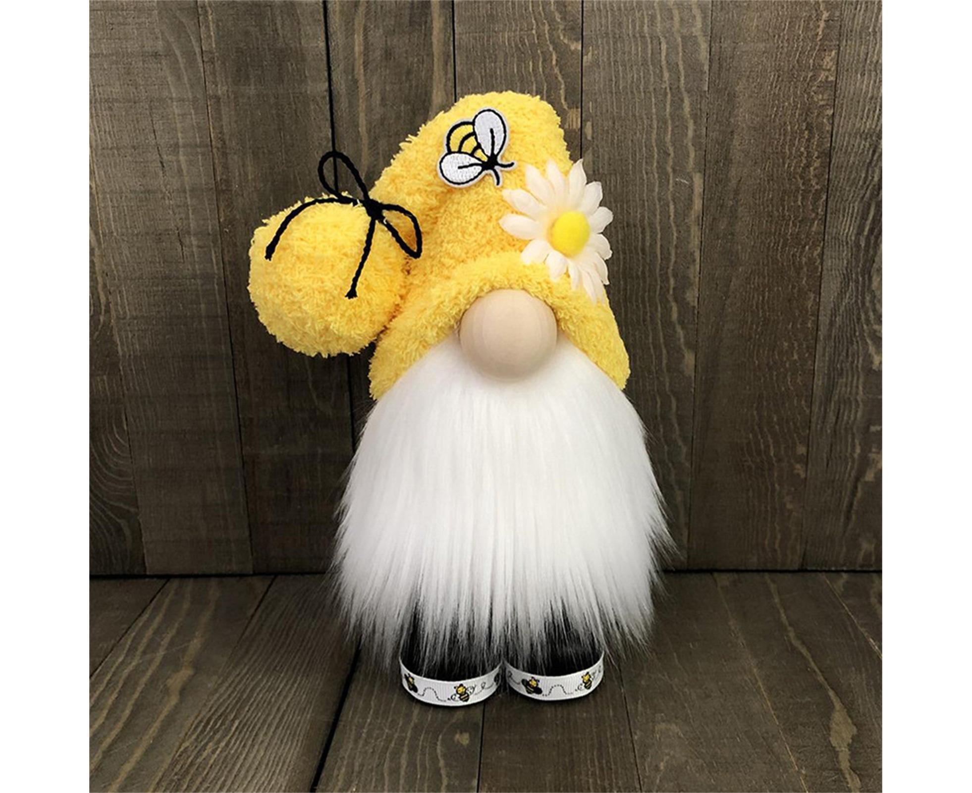 Doll Ornament Adorable Fine Workmanship Plush Bumble Bee Gnome Decoration for Home Desktop-Yellow - Image 5