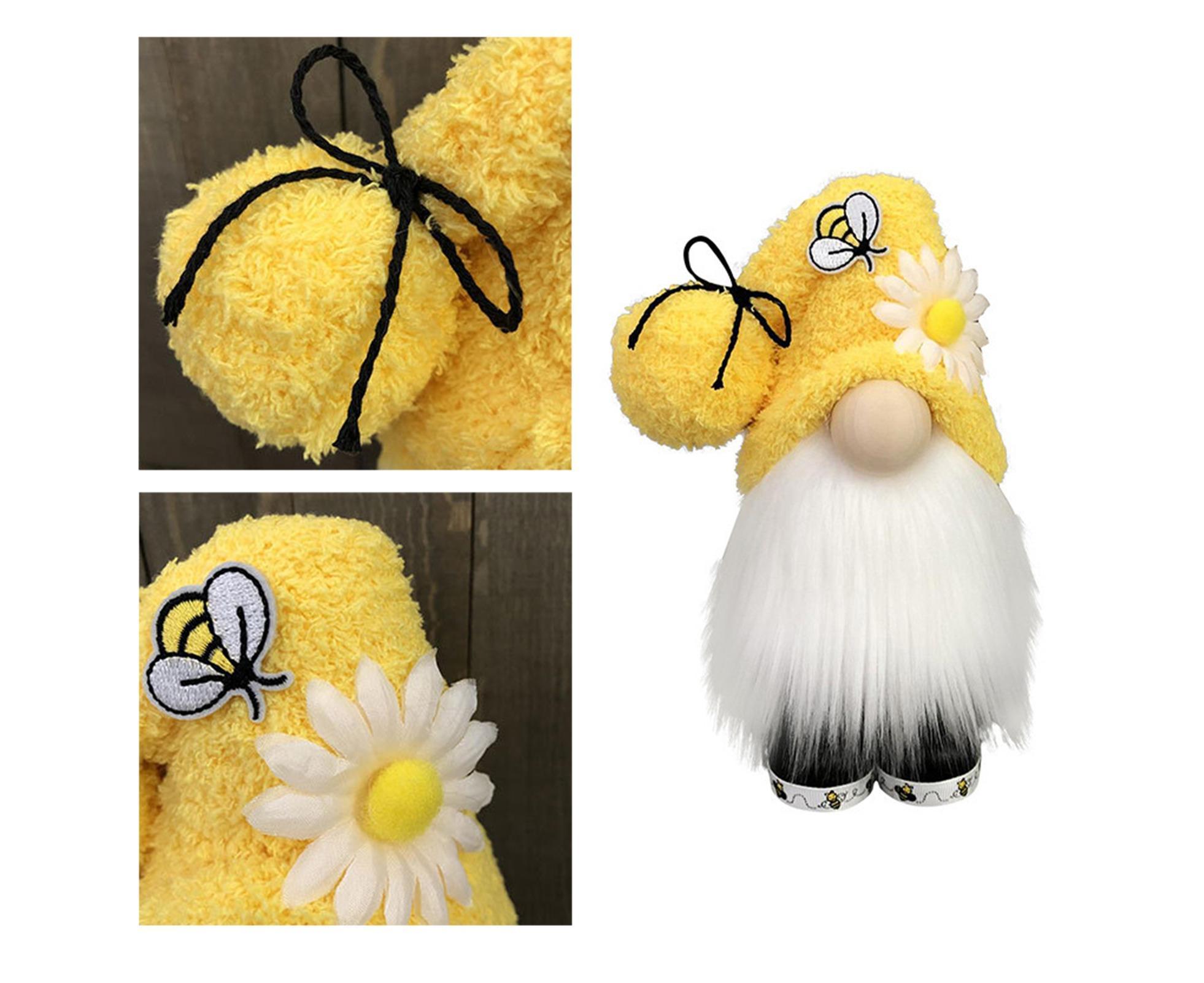 Doll Ornament Adorable Fine Workmanship Plush Bumble Bee Gnome Decoration for Home Desktop-Yellow - Image 7