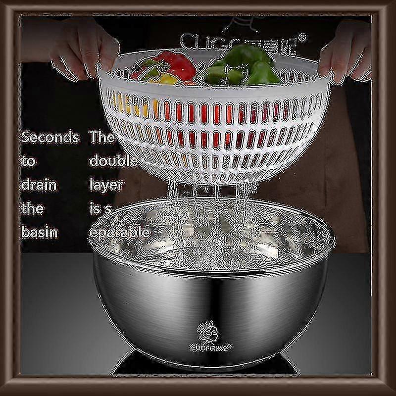 3.5L Salad Spinner Fruits & Vegetable Washer Dryer Kitchen Tool - Image 4
