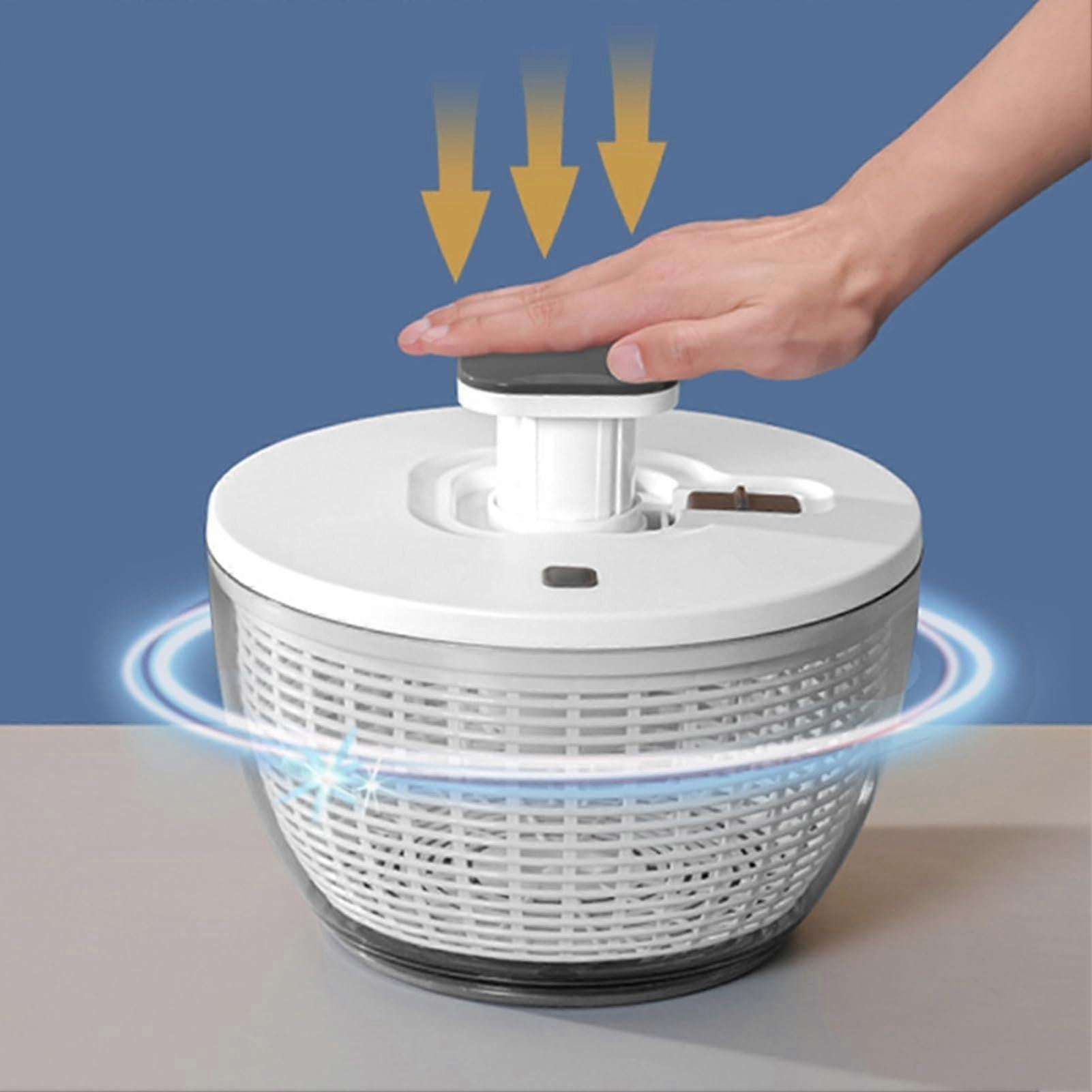 6L Salad Spinner with One-Hand Pump, Lettuce & Fruit Washer Dryer - Image 2