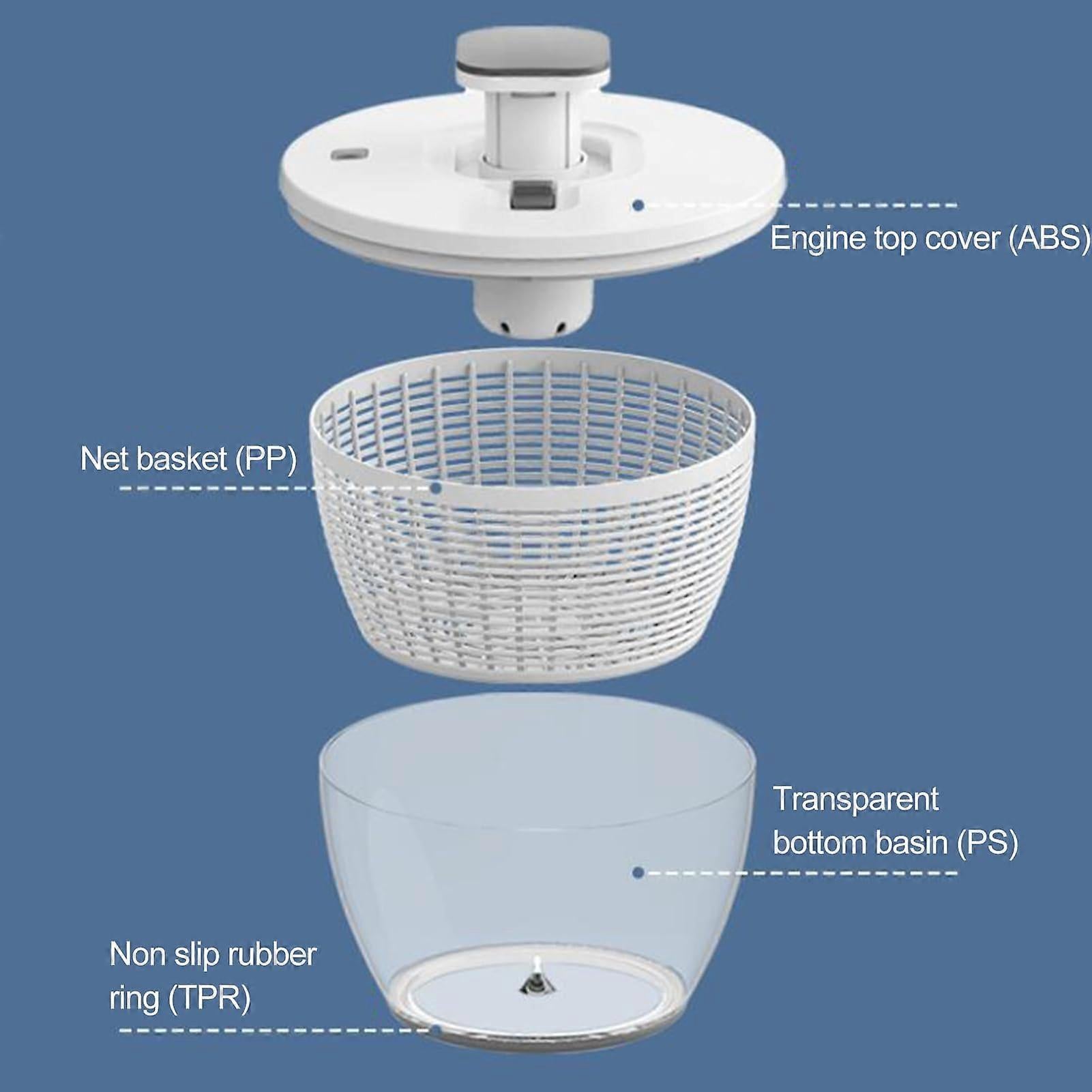 6L Salad Spinner with One-Hand Pump, Lettuce & Fruit Washer Dryer - Image 4