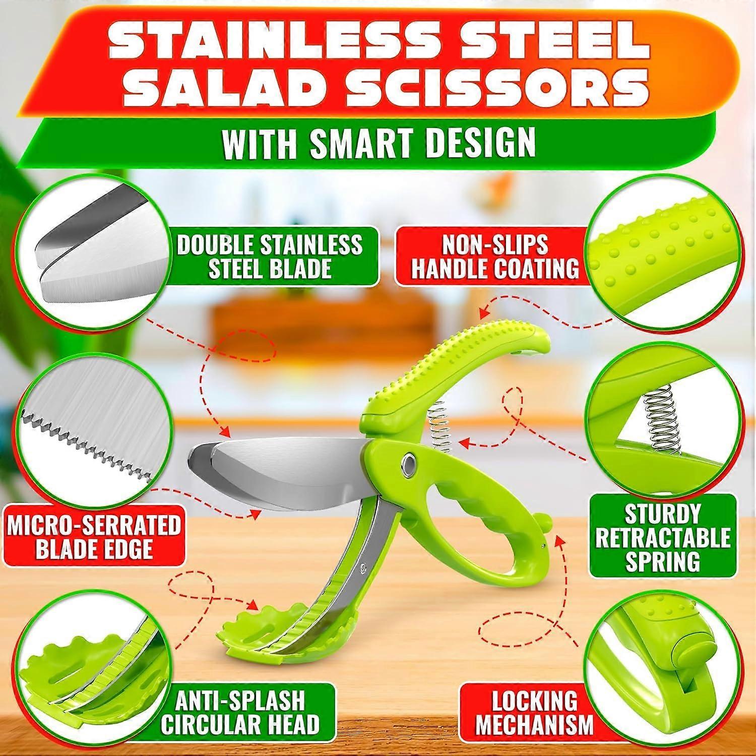 Salad Scissors Lettuce Shredder Chopper Kitchen Salad Tool - Image 2