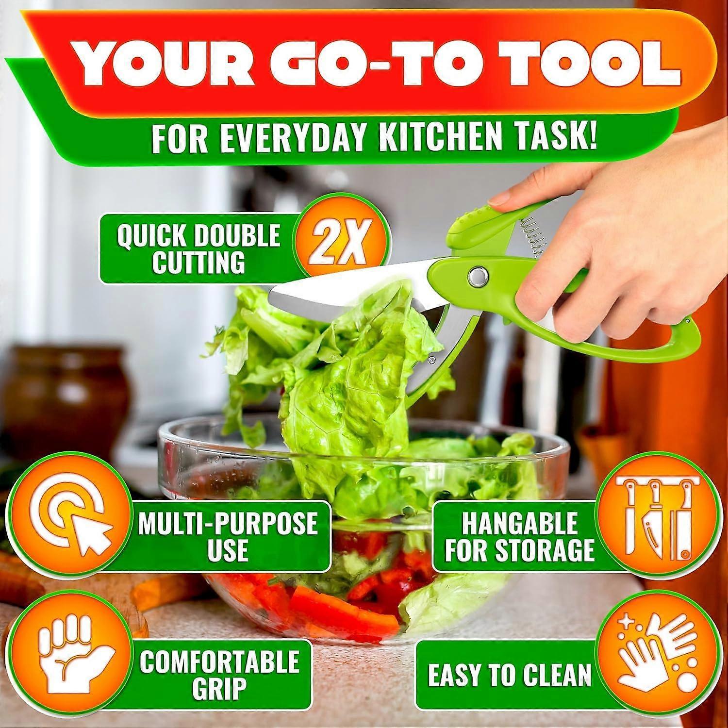 Salad Scissors Lettuce Shredder Chopper Kitchen Salad Tool - Image 3