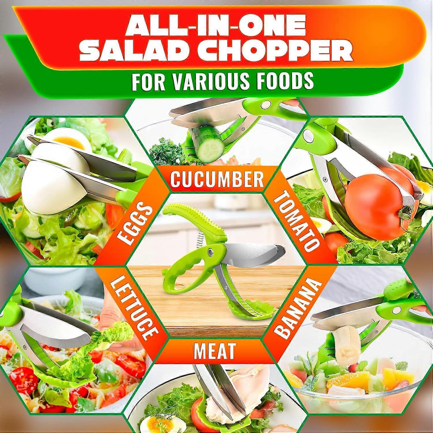 Salad Scissors Lettuce Shredder Chopper Kitchen Salad Tool - Image 4