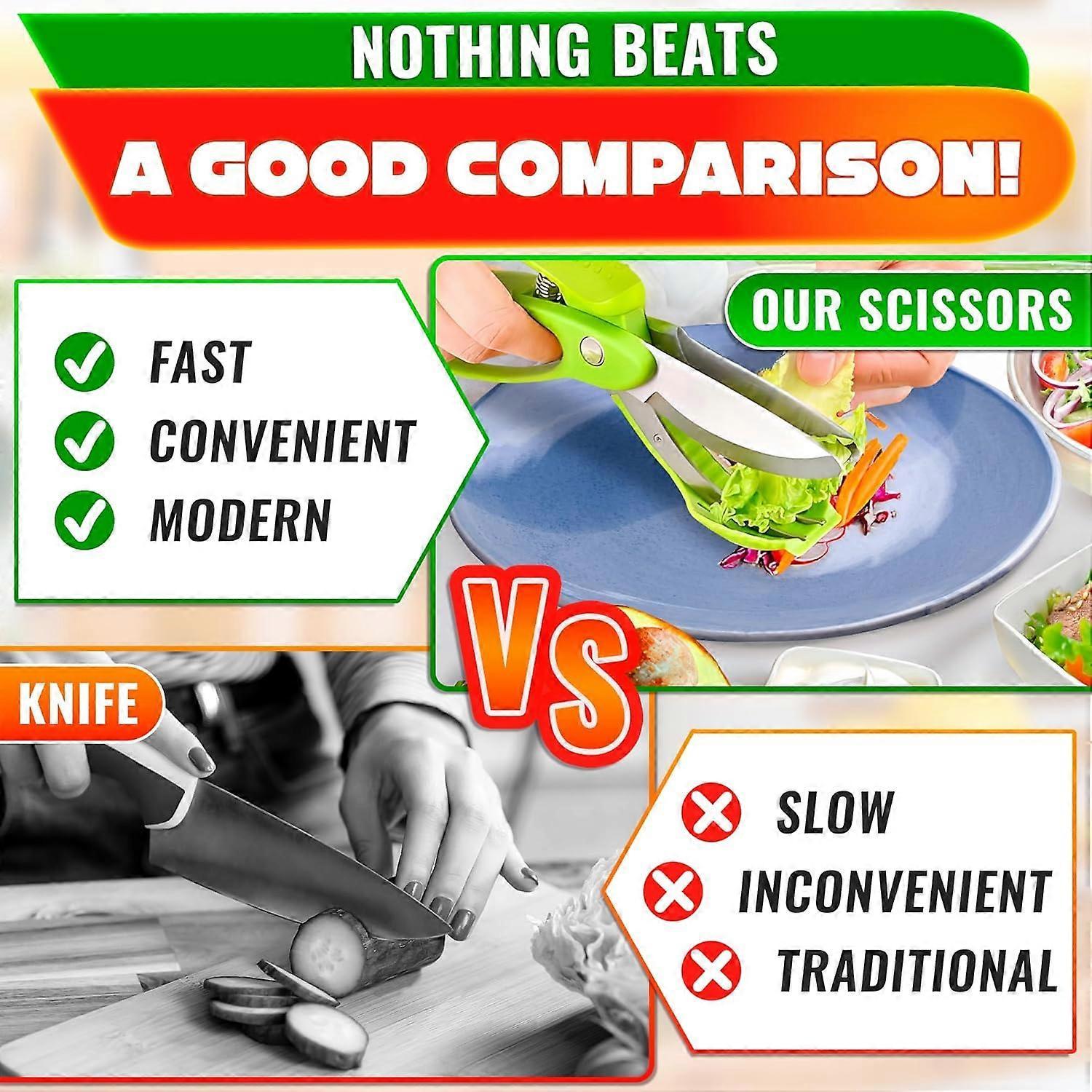 Salad Scissors Lettuce Shredder Chopper Kitchen Salad Tool - Image 5