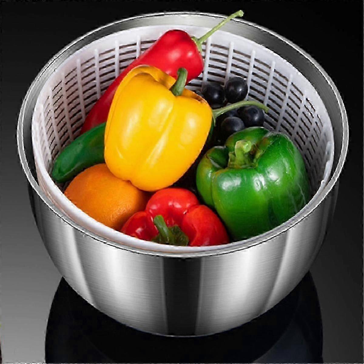 4.5L Electric Salad Spinner Vegetable Washer Silver White - Image 2