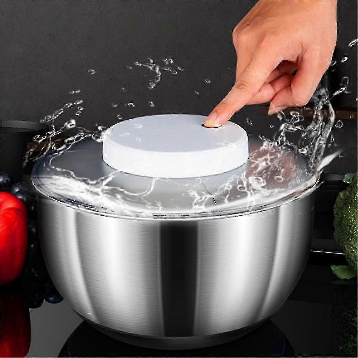4.5L Electric Salad Spinner Vegetable Washer Silver White - Image 3