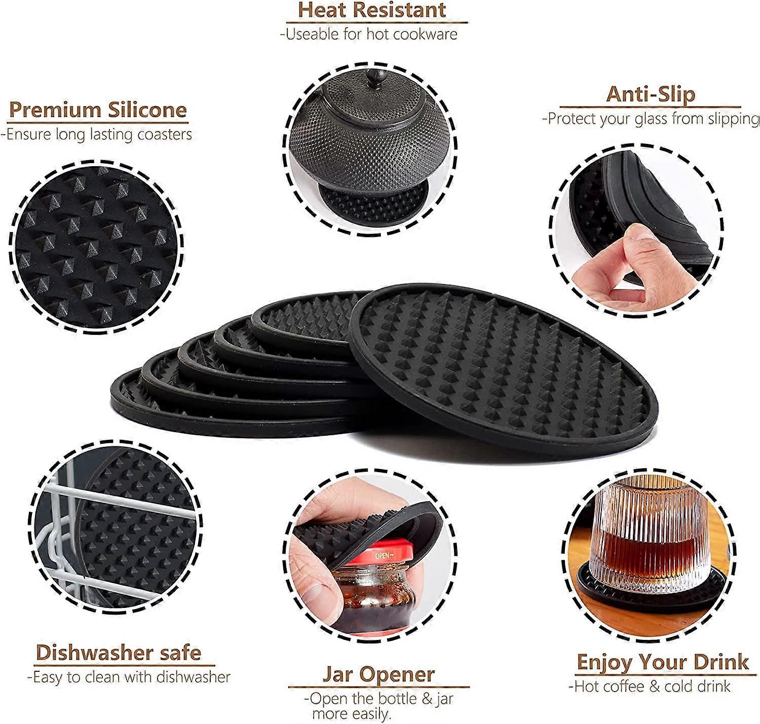 Silicone Drink Coasters with Holder Tabletop Protection - Image 3