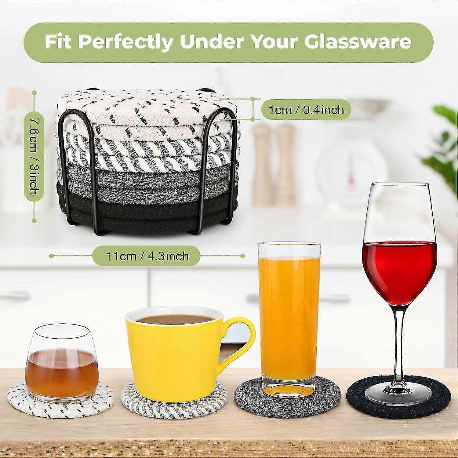 8pcs Absorbent Boho Drink Coasters for Coffee Table Gray - Image 2