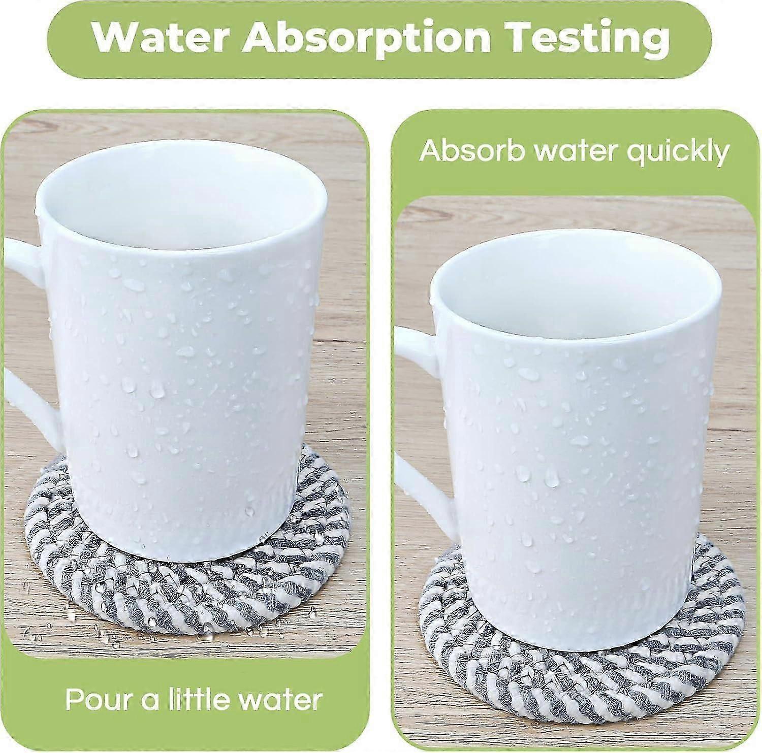 8pcs Absorbent Boho Drink Coasters for Coffee Table Gray - Image 4