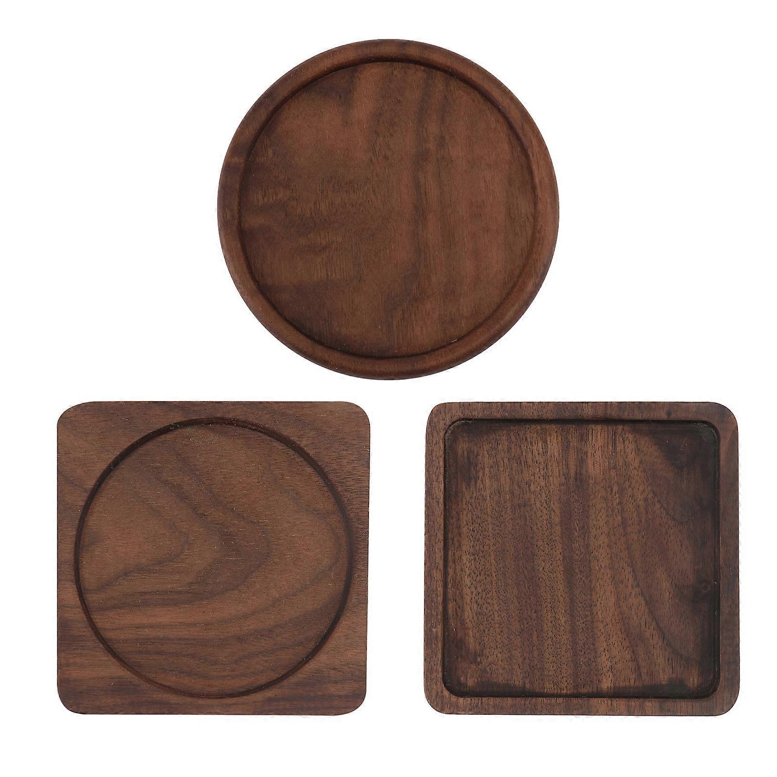 3pcs Square Wooden Drink Coasters Cup Mats - Image 1