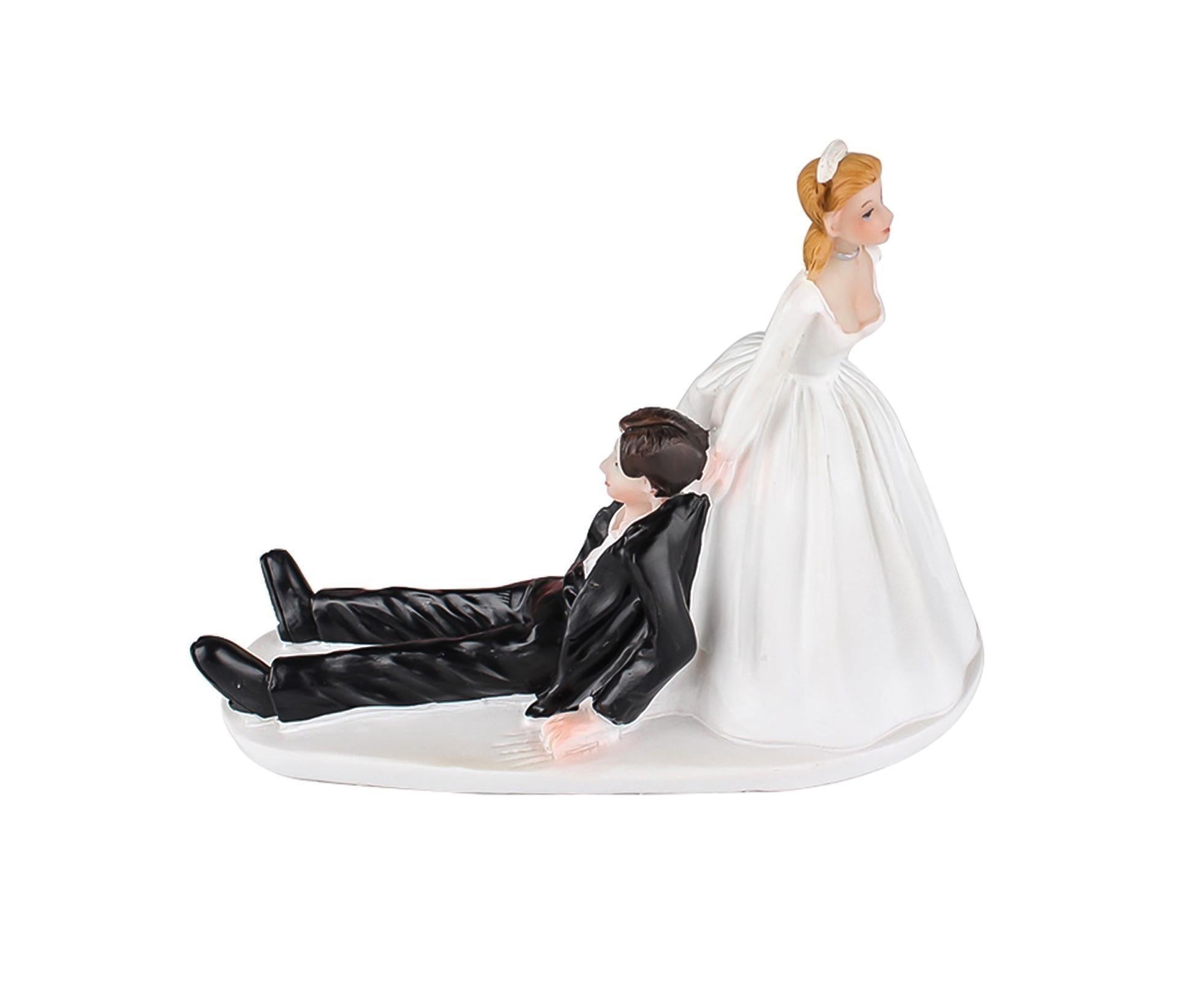 Elegant Bride Groom Couple Cake Topper Wedding Resin Figurine Valentine Day Gift-Skin Color - Image 1