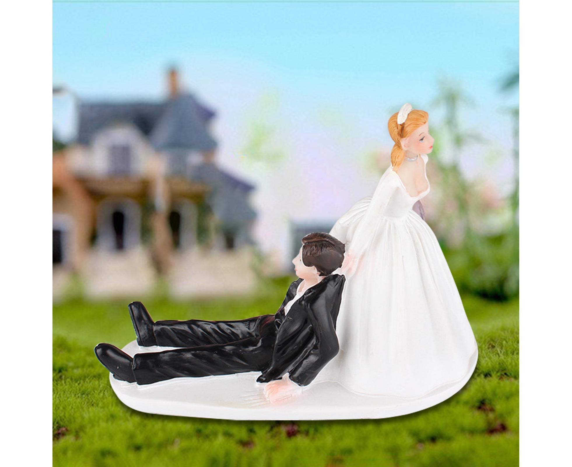 Elegant Bride Groom Couple Cake Topper Wedding Resin Figurine Valentine Day Gift-Skin Color - Image 2