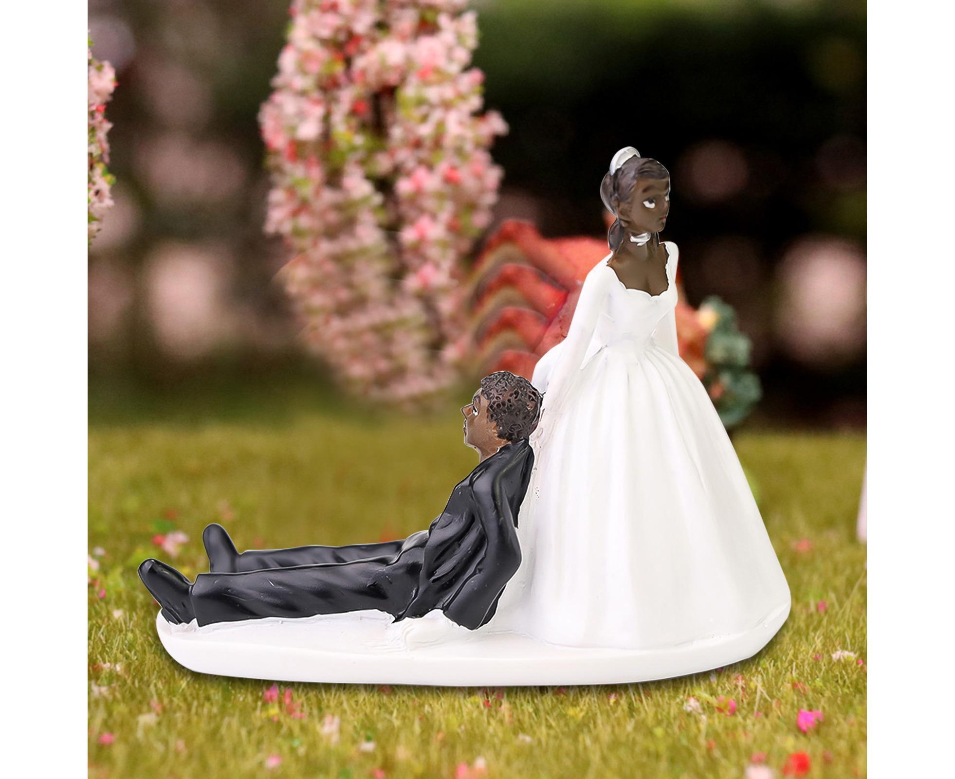 Elegant Bride Groom Couple Cake Topper Wedding Resin Figurine Valentine Day Gift-Skin Color - Image 3