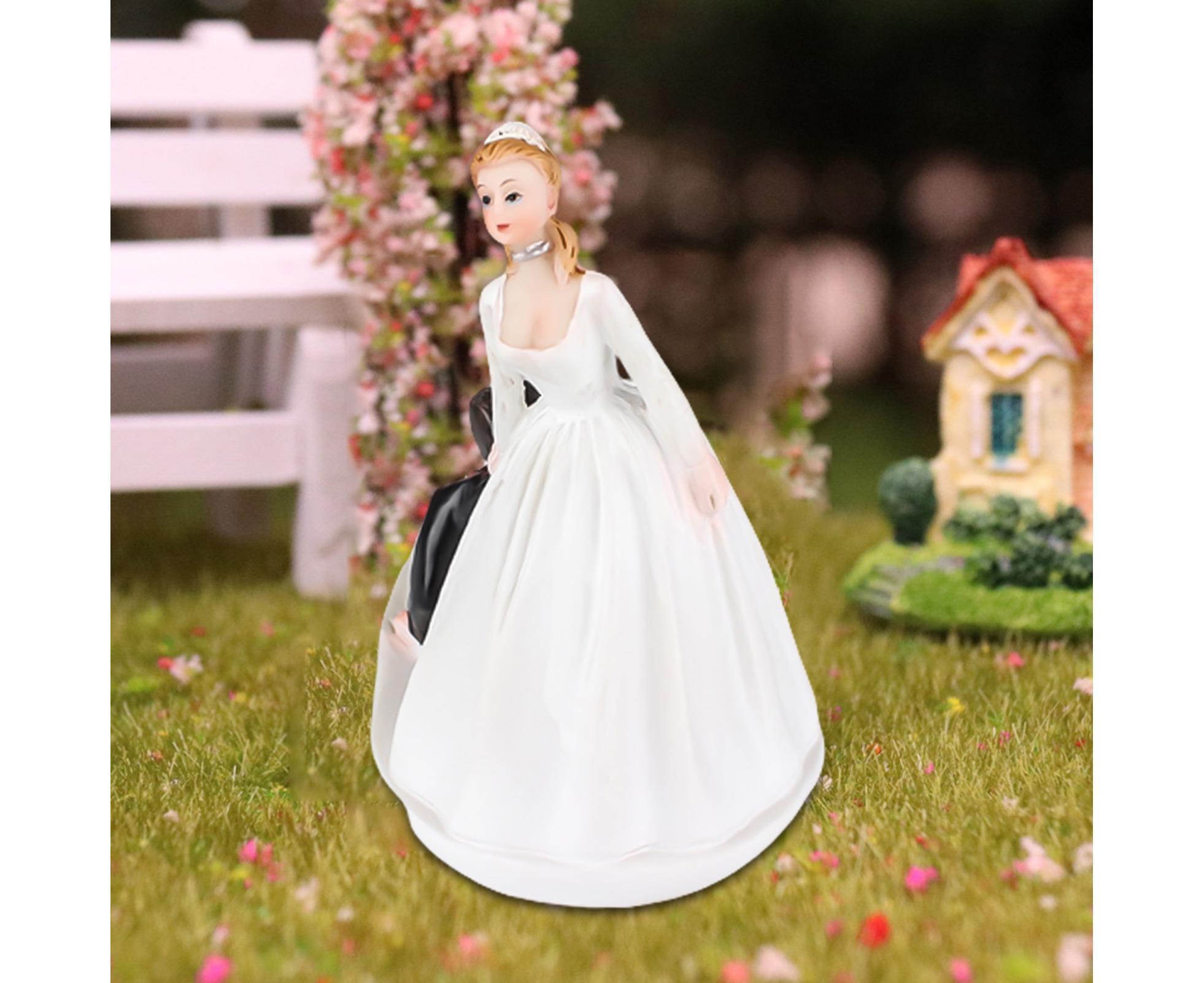 Elegant Bride Groom Couple Cake Topper Wedding Resin Figurine Valentine Day Gift-Skin Color - Image 4