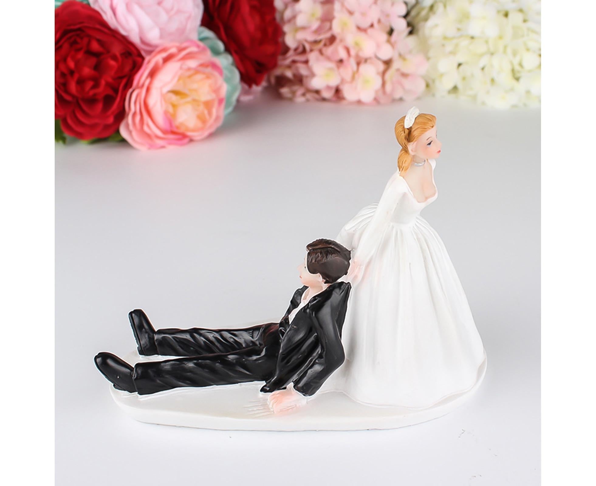 Elegant Bride Groom Couple Cake Topper Wedding Resin Figurine Valentine Day Gift-Skin Color - Image 5