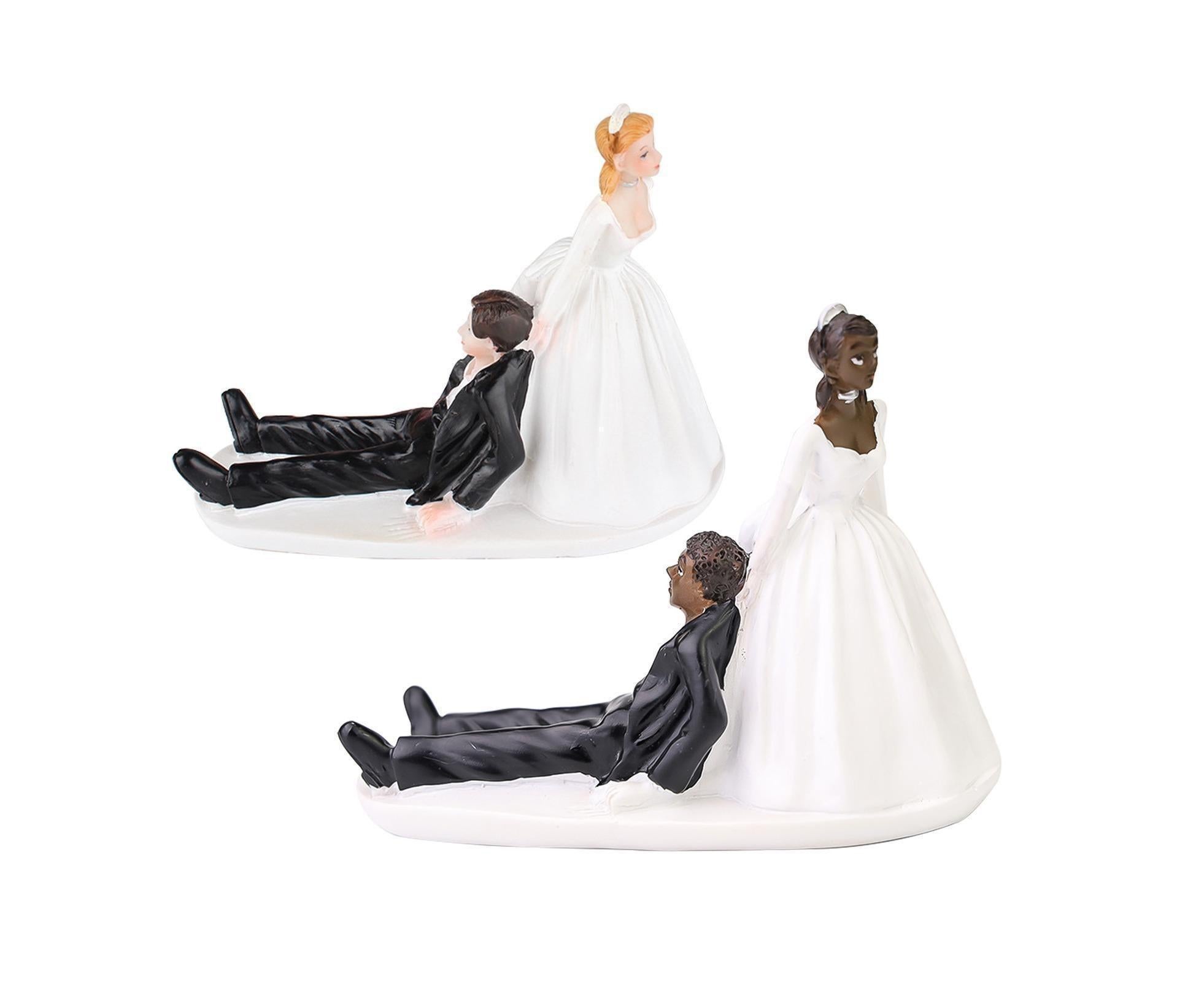 Elegant Bride Groom Couple Cake Topper Wedding Resin Figurine Valentine Day Gift-Skin Color - Image 6
