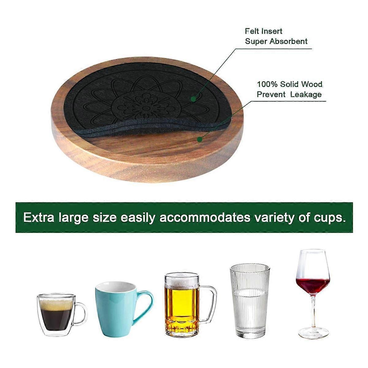 5pcs Wooden Absorbent Drink Coasters for Coffee Table - Image 5