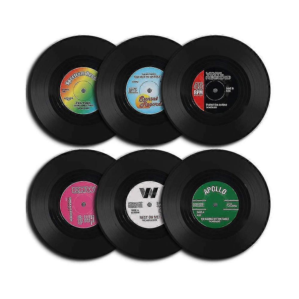6pcs Retro Vinyl Record Drink Coasters Set - Image 2