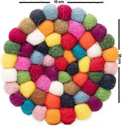 5pcs Felt Ball Round Drink Coasters Set - Image 2
