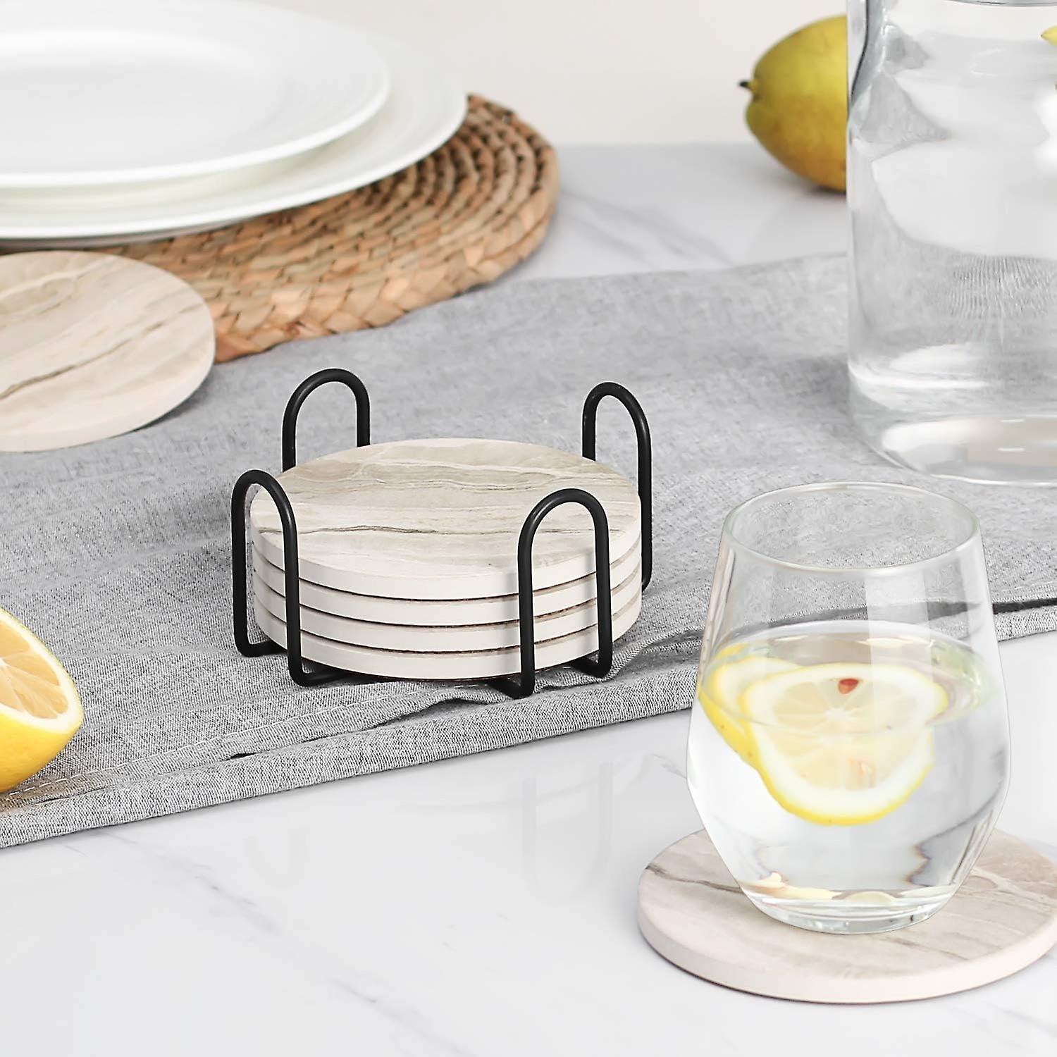 Marble Absorbent Drink Coasters Table Protection - Image 5