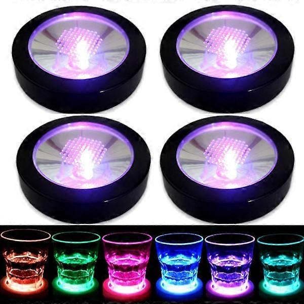 4pcs LED Drink Coasters with Light Sensor for Bar Party - Image 1