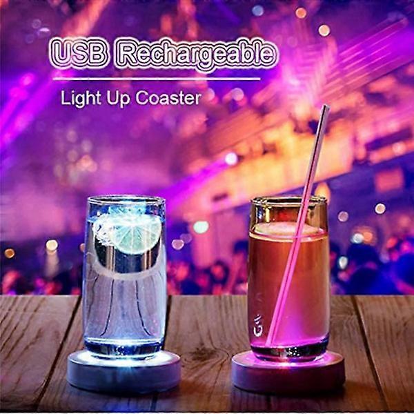 4pcs LED Drink Coasters with Light Sensor for Bar Party - Image 4