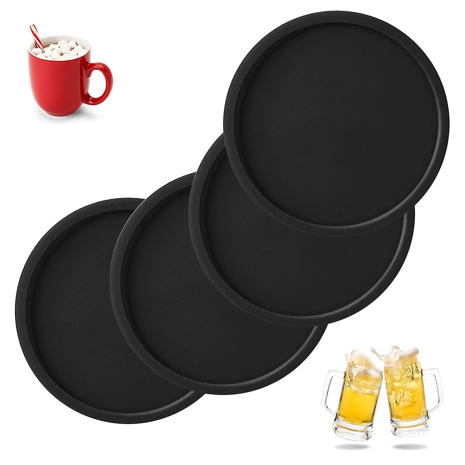 4pcs Silicone Drink Coasters Non-Slip Cup Mats for Hot Cold Drinks Coffee - Image 1