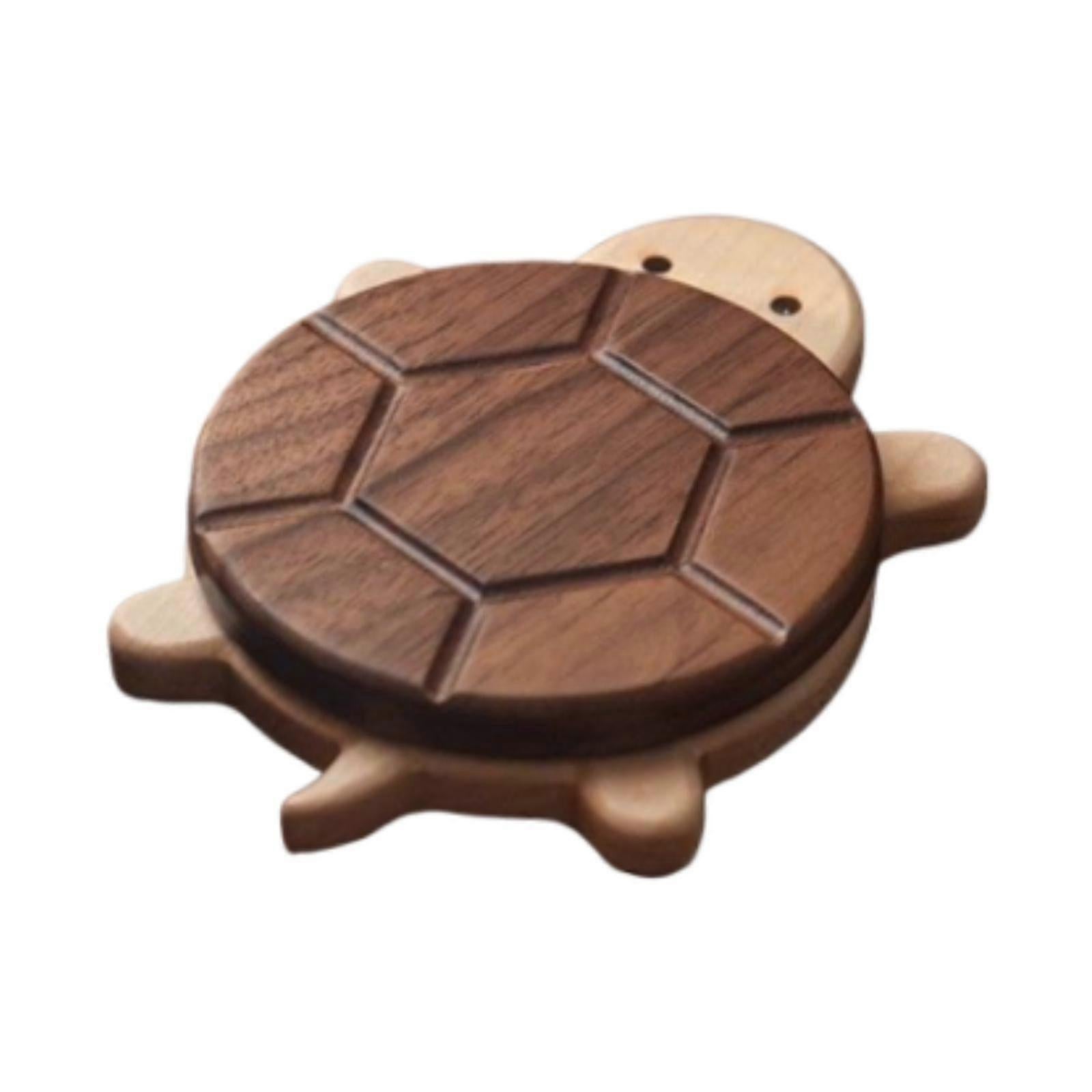 Wooden Cartoon Turtle Drink Coaster for Desktop Accessories - Image 1