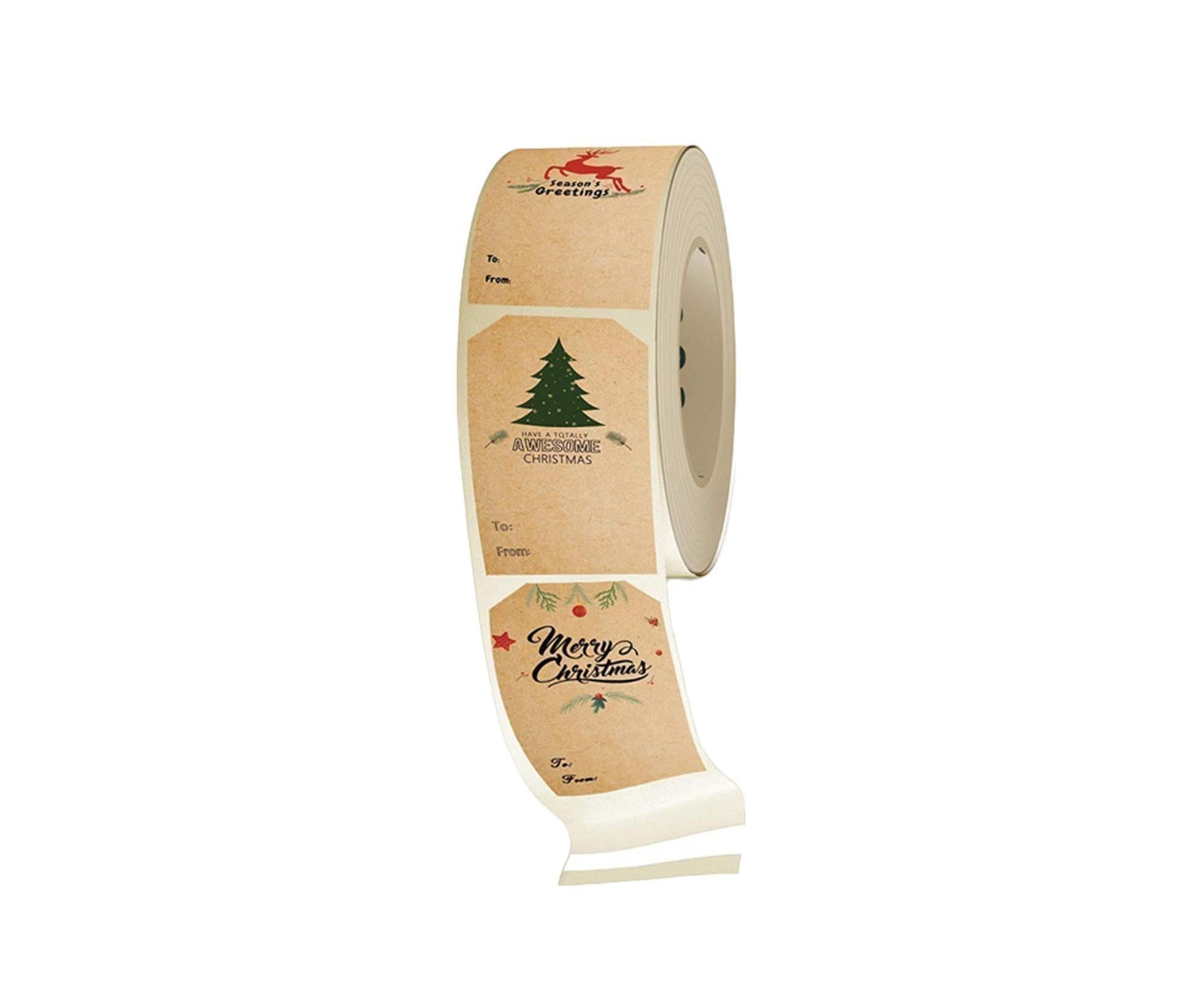 300Pcs/Roll Christmas Gift Sticker-Cowhide Color - Image 2