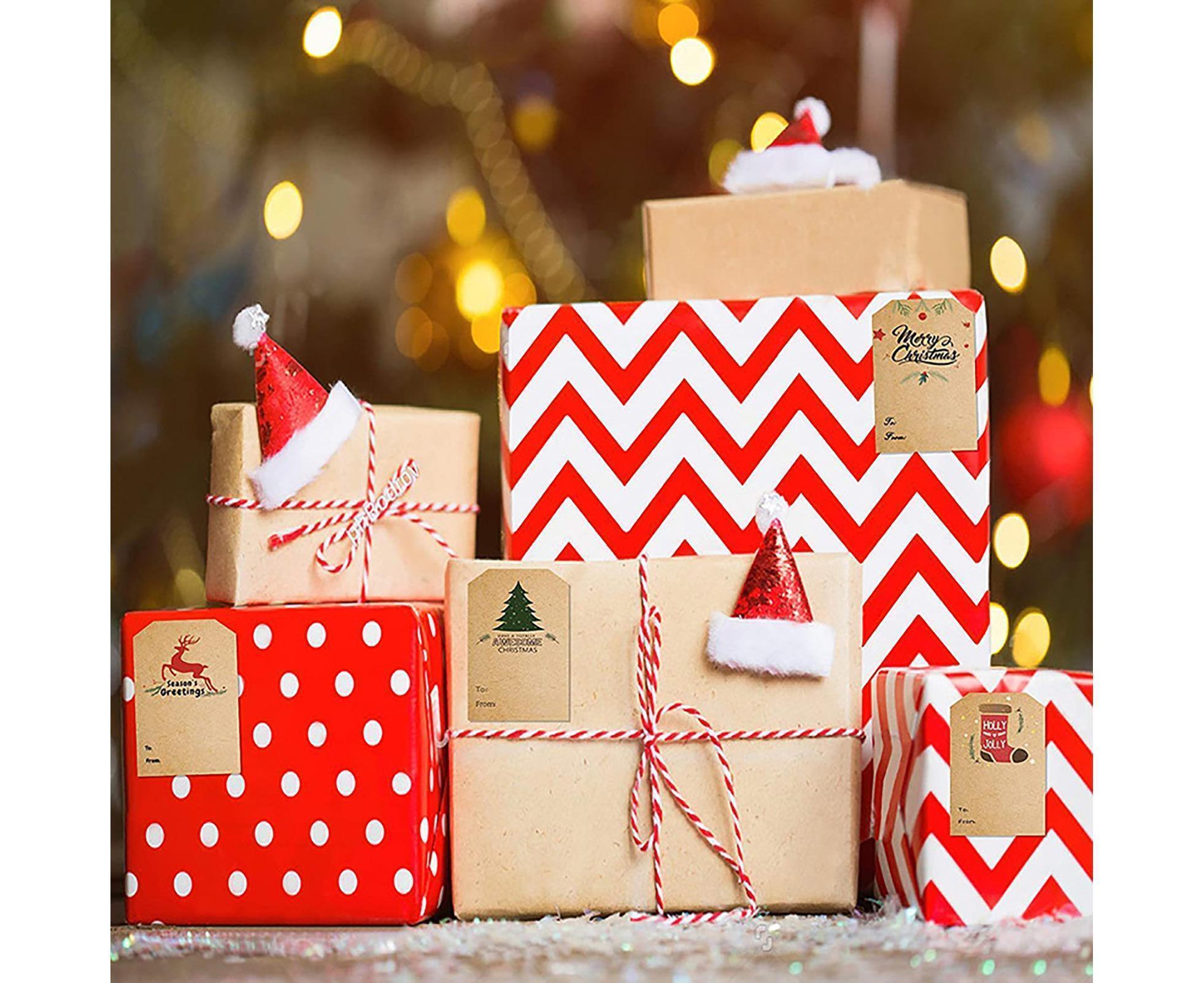 300Pcs/Roll Christmas Gift Sticker-Cowhide Color - Image 3
