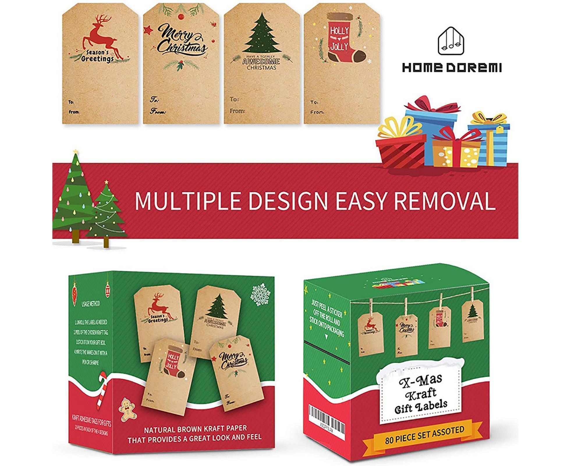 300Pcs/Roll Christmas Gift Sticker-Cowhide Color - Image 5