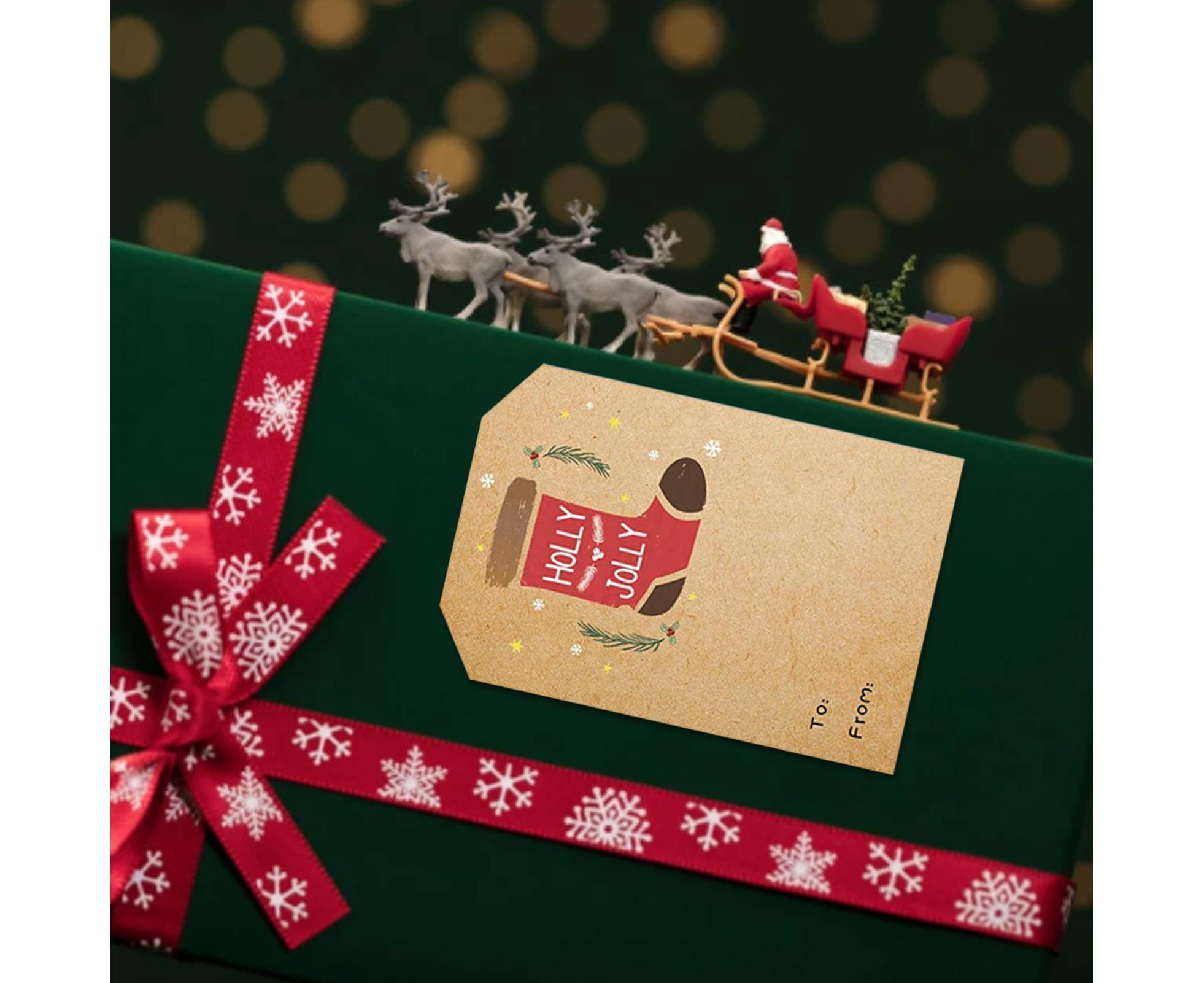 300Pcs/Roll Christmas Gift Sticker-Cowhide Color - Image 7